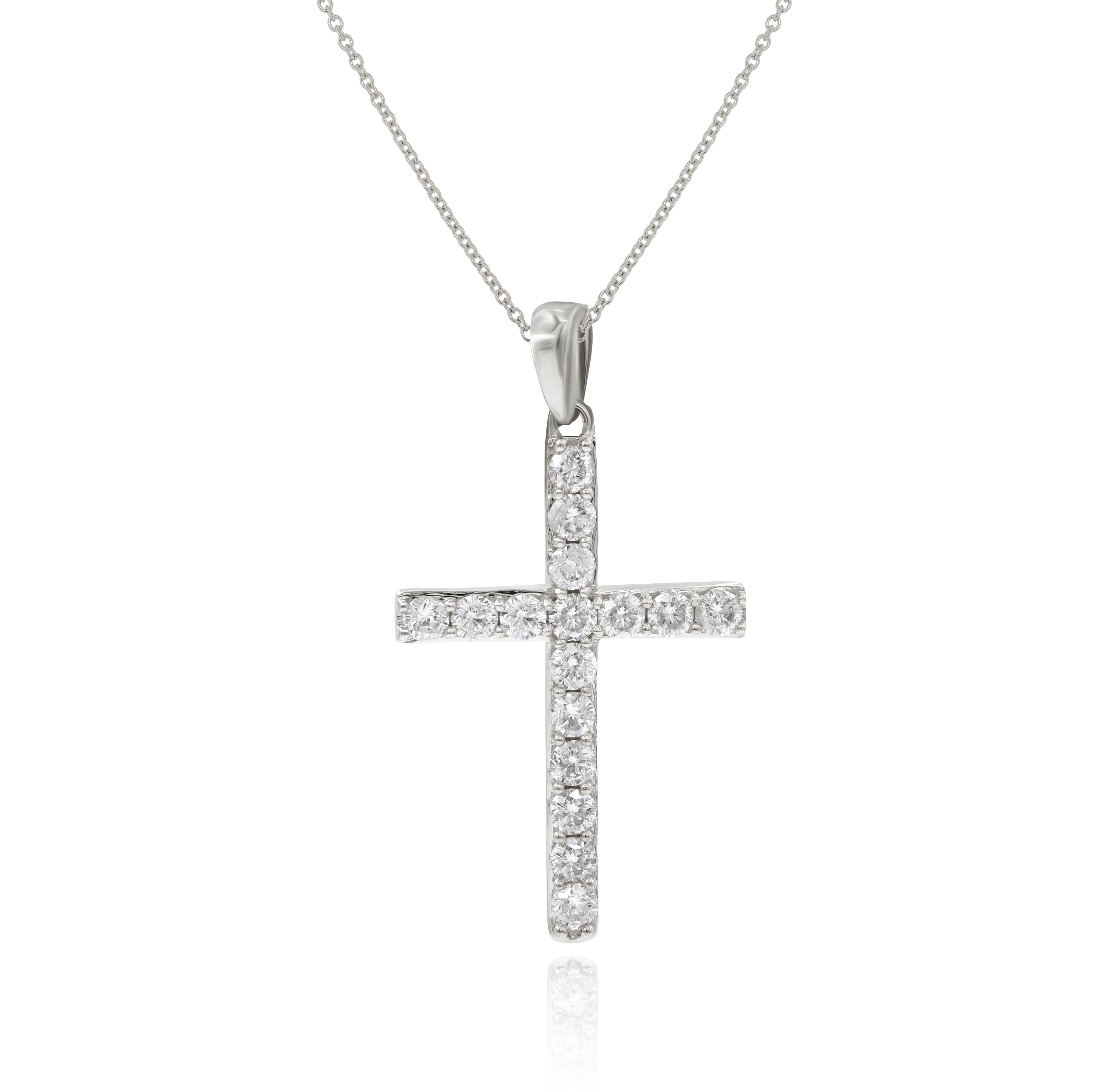 0.5 ct. Diamond 14K White Gold Cross Pendant