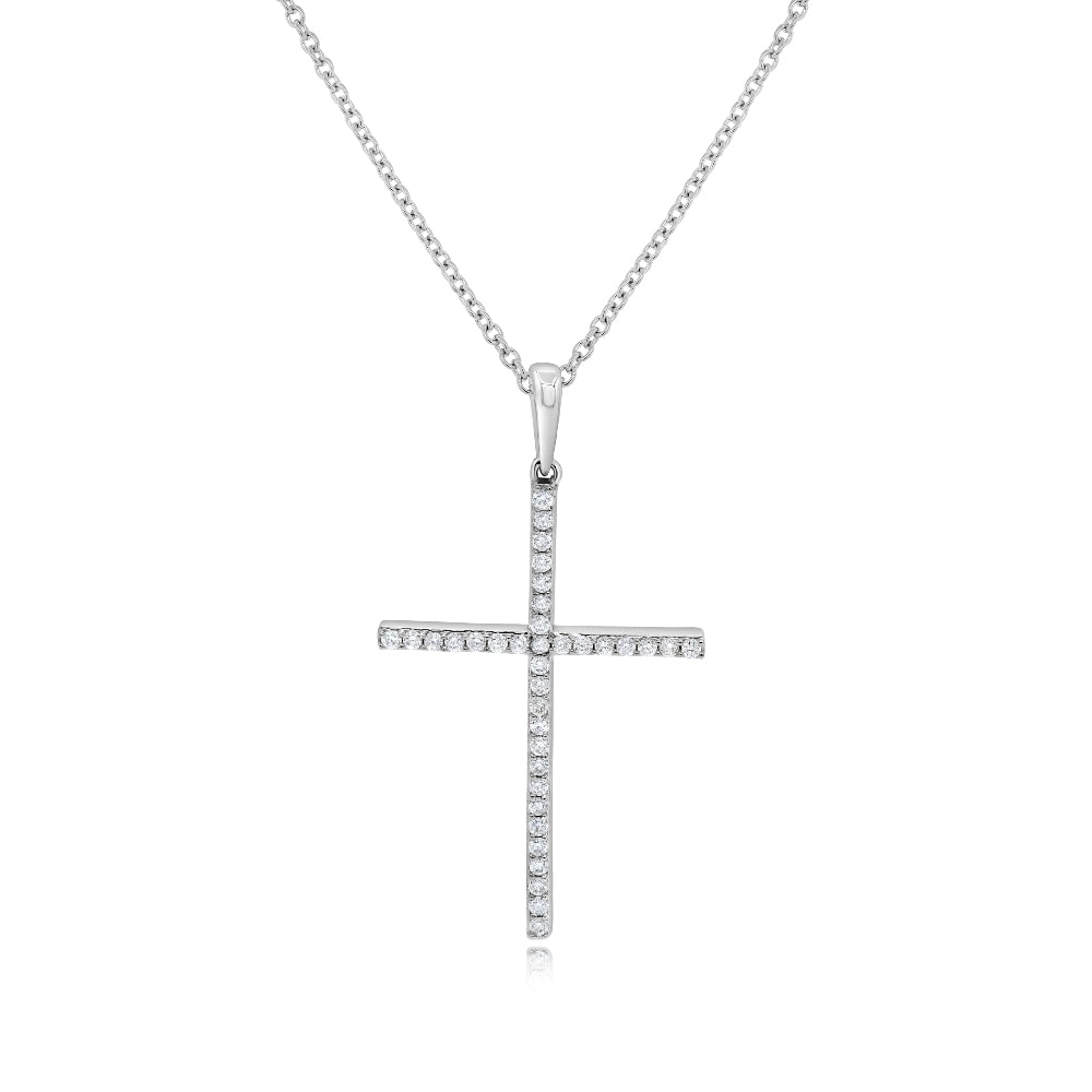 0.22 ct. Diamond 14K White Gold Cross Pendant