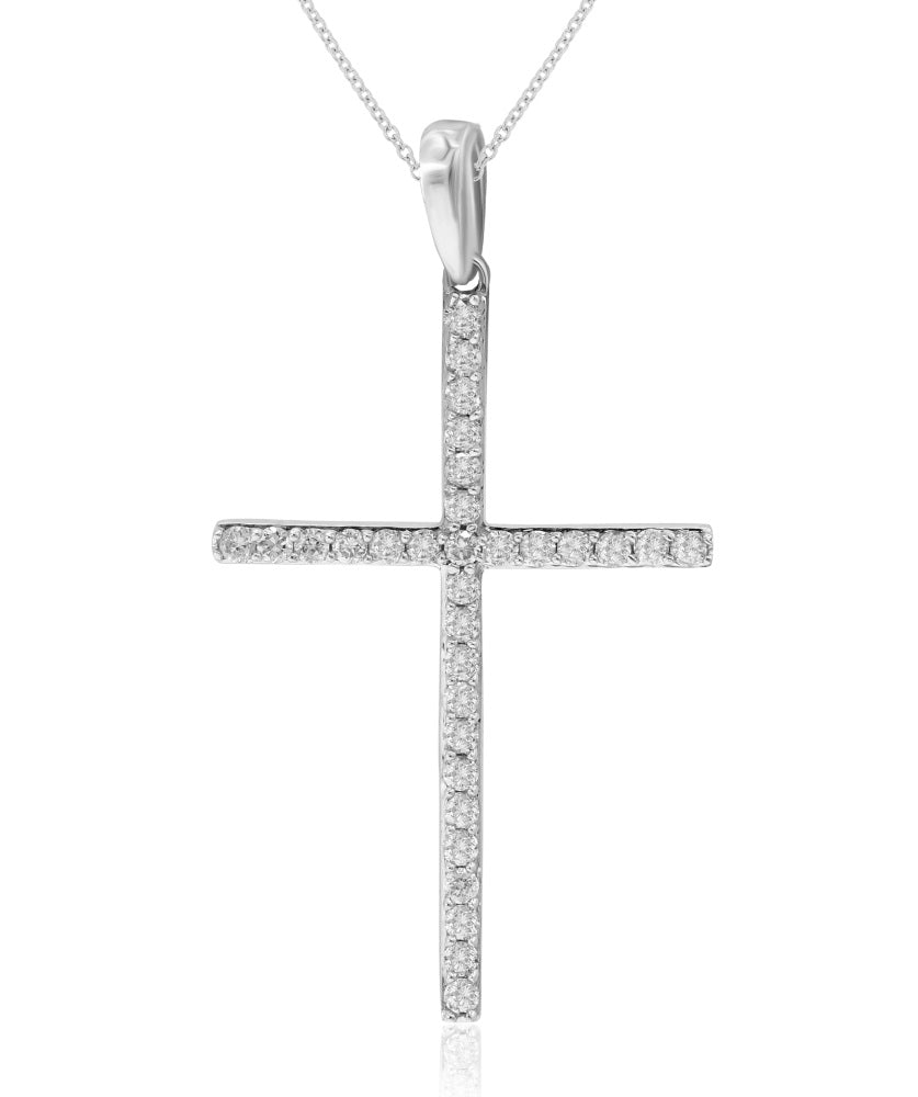 0.26 ct. Diamond 14K White Gold Cross Pendant