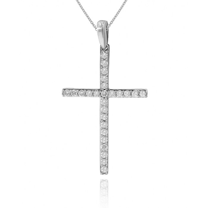 0.34 ct. Diamond 14K White Gold Cross Pendant