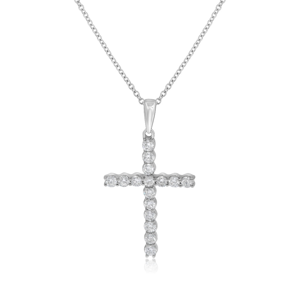 0.46 ct. Diamond 14k White Gold Cross Pendant