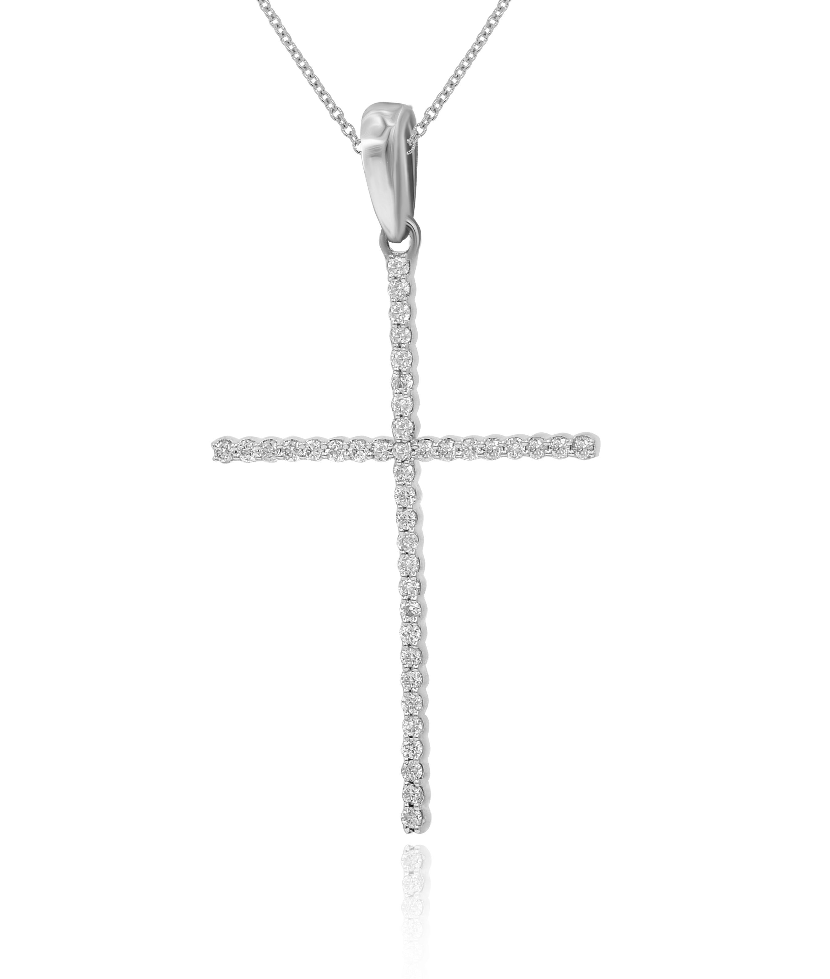 0.16 ct. Diamond 14K White Gold Cross Pendant