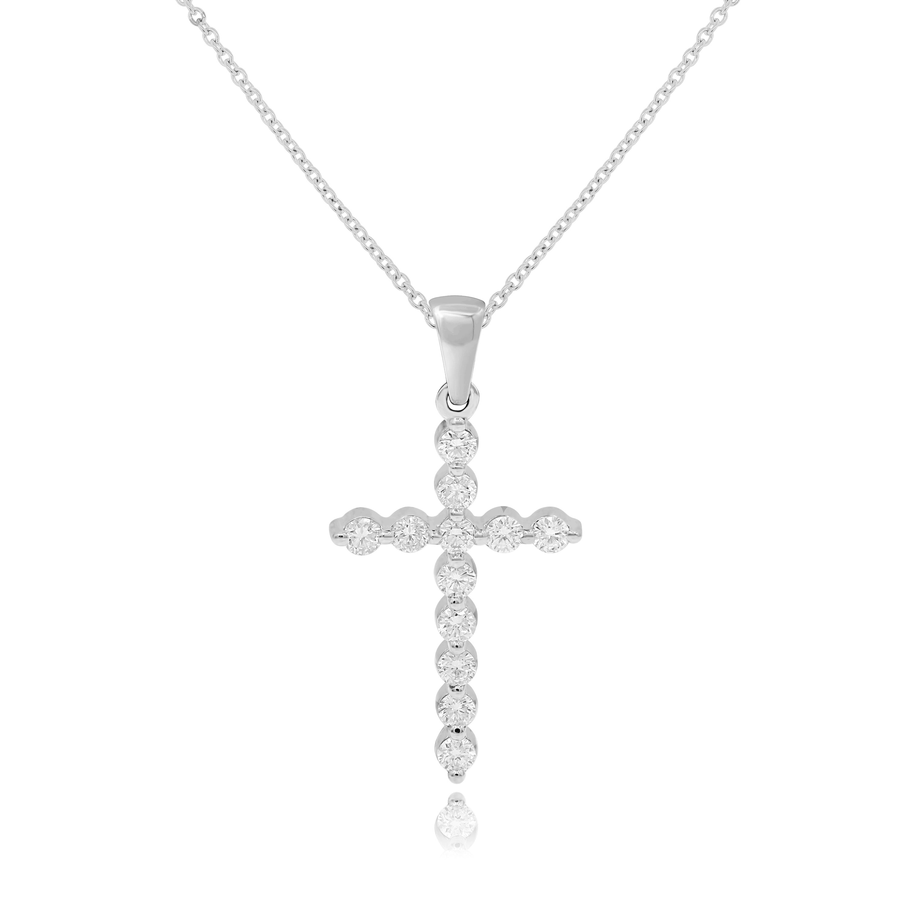 0.45 ct. Diamond 14K White Gold Cross Pendant