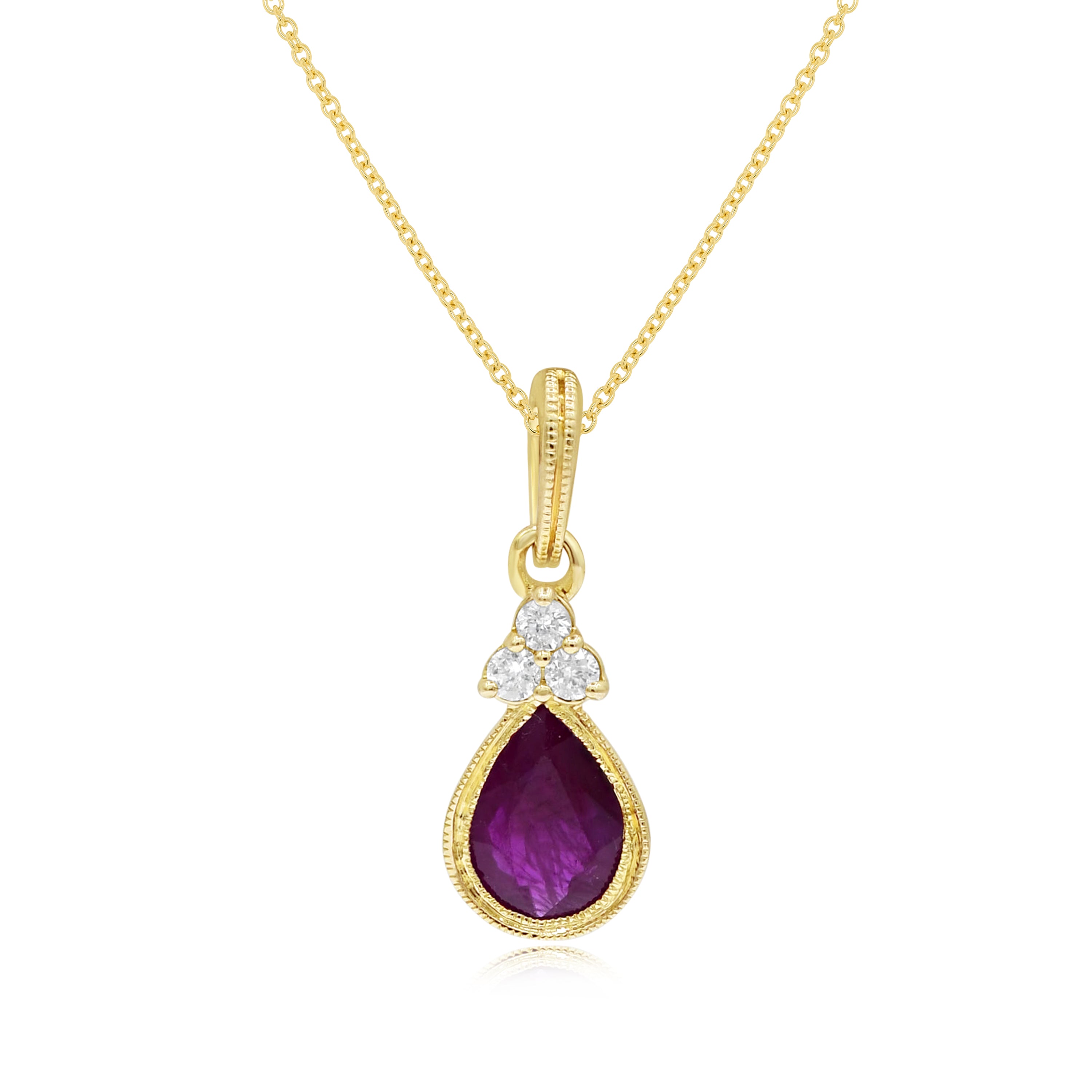 0.76 ct. Ruby & 0.005 ct. Diamond 14K Yellow Gold Pear Drop Pendant