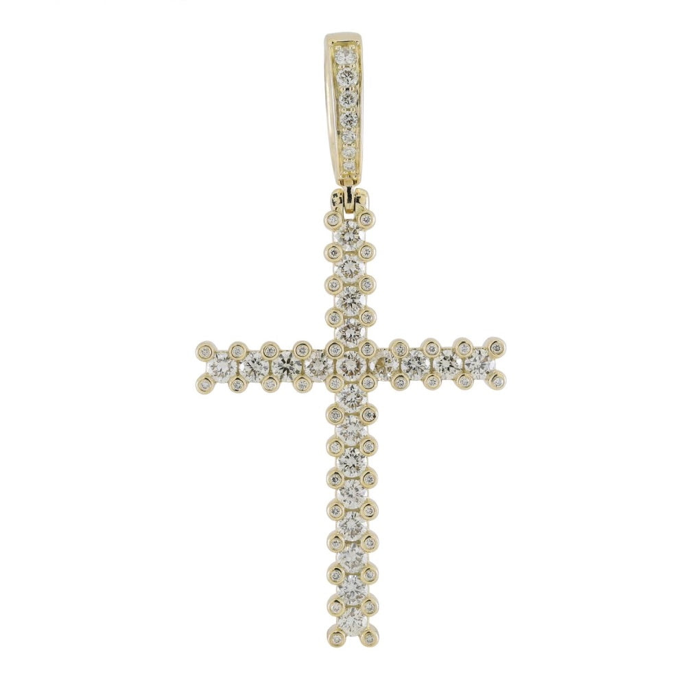 1.78 ct. Diamond 14K Yellow Gold Cross Pendant