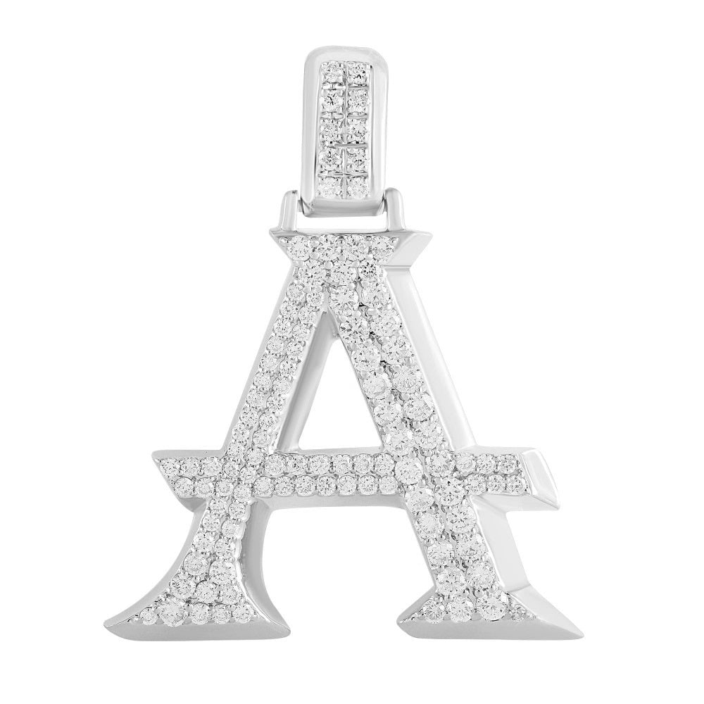 0.76 ct. Diamond 14K White Gold 'A' 3D Initial Pendant