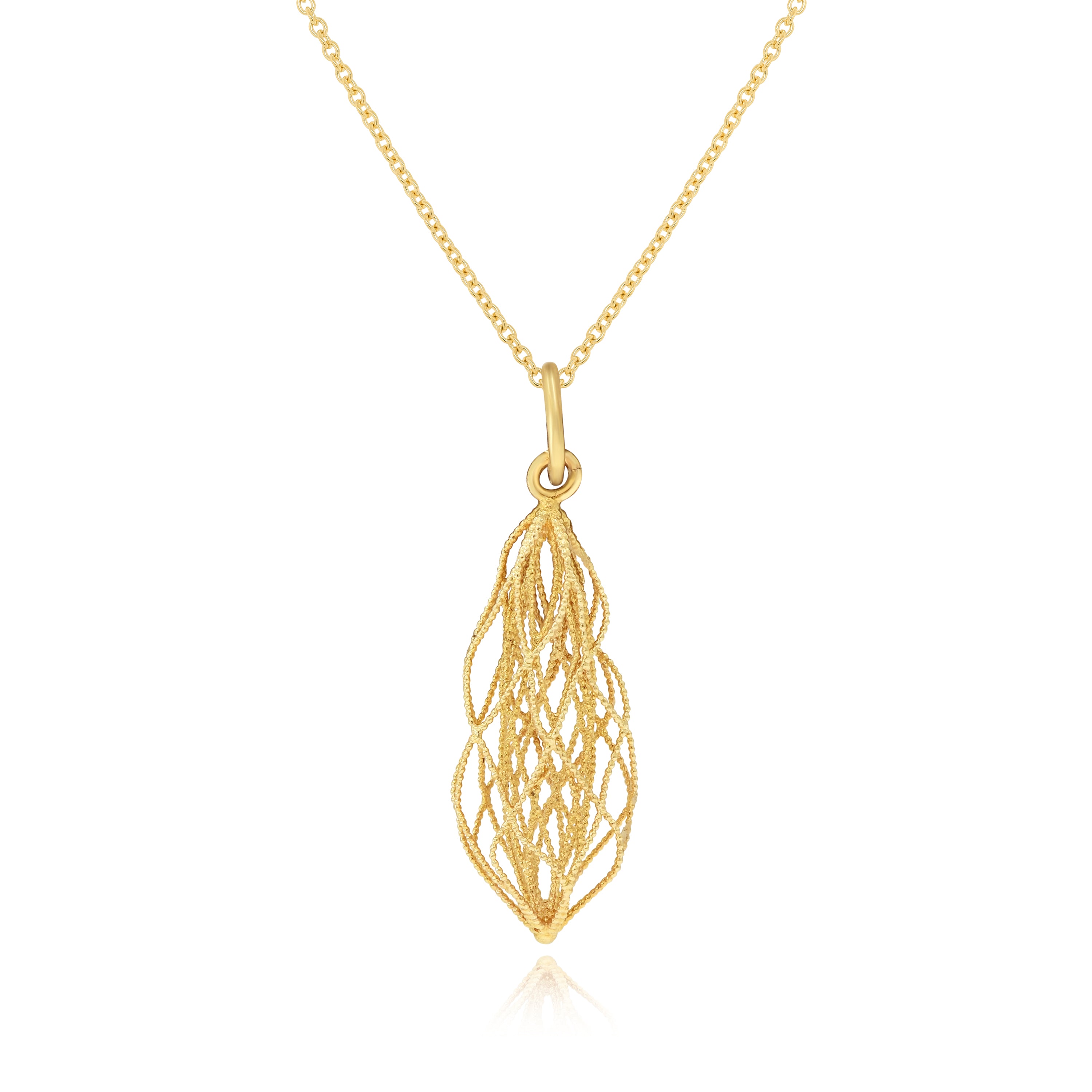 14K Yellow Gold 3D Wire Pendant