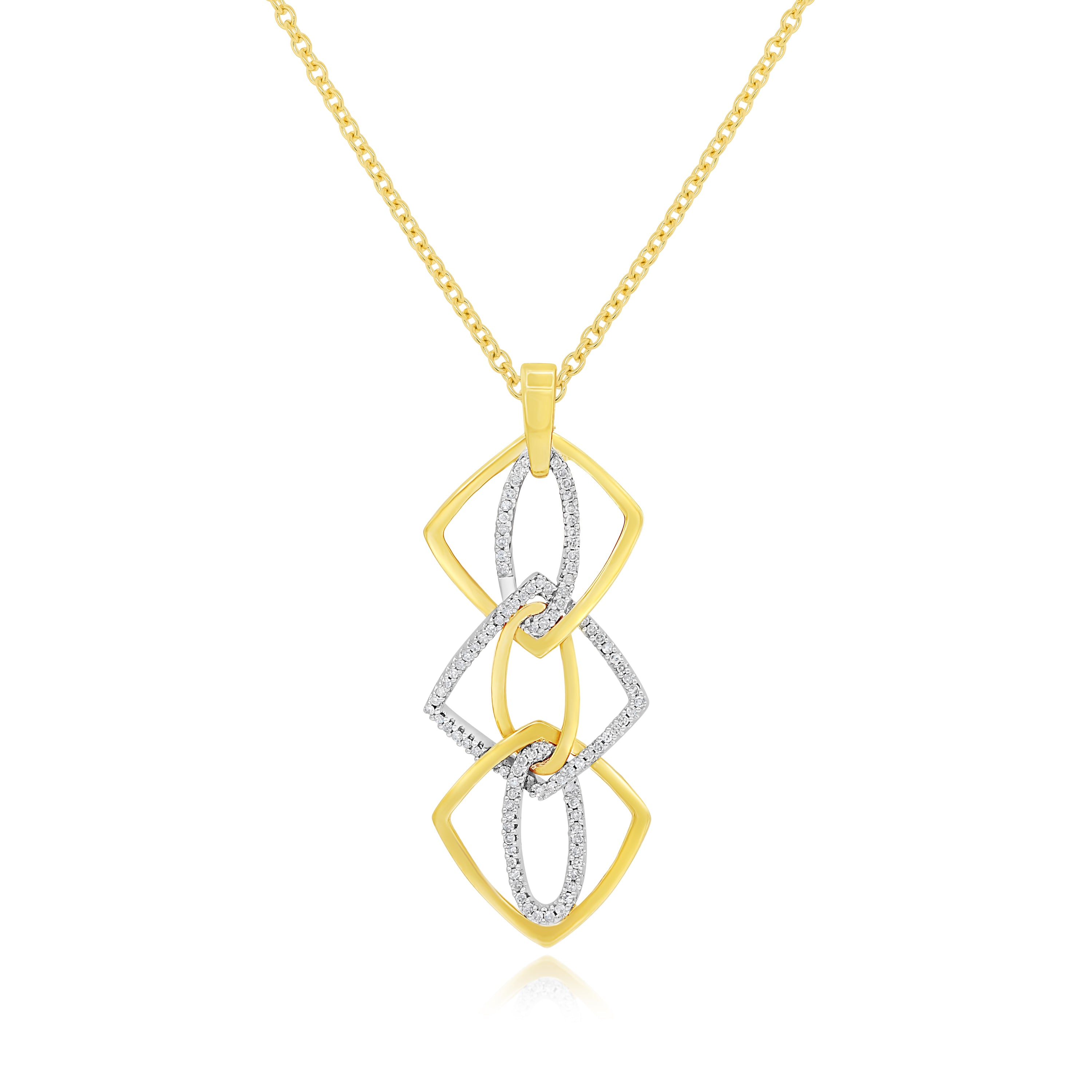 0.43 ct. Diamond 14K Two Tone Gold Alternating Double Link Drop Pendant