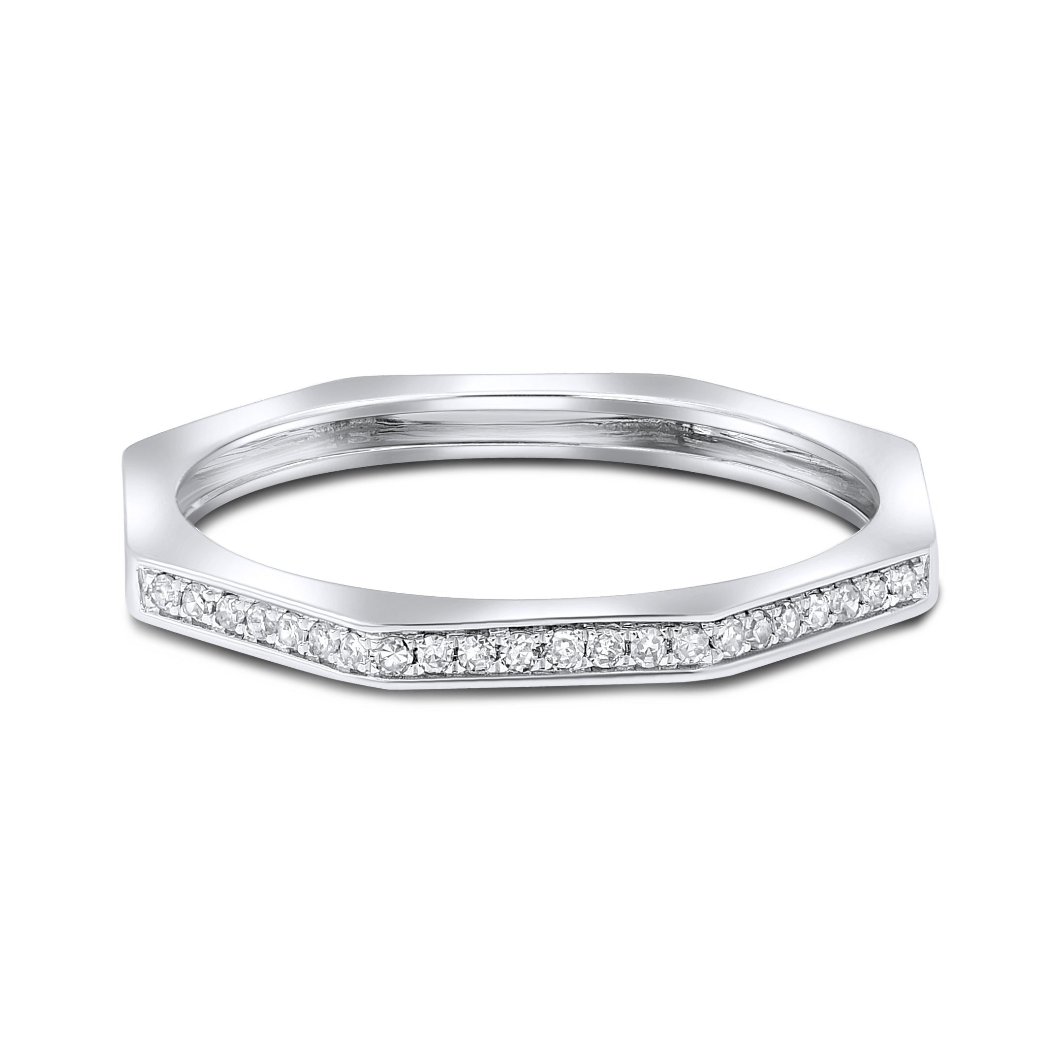 0.09 ct. Diamond 14K White Gold Octagon Band