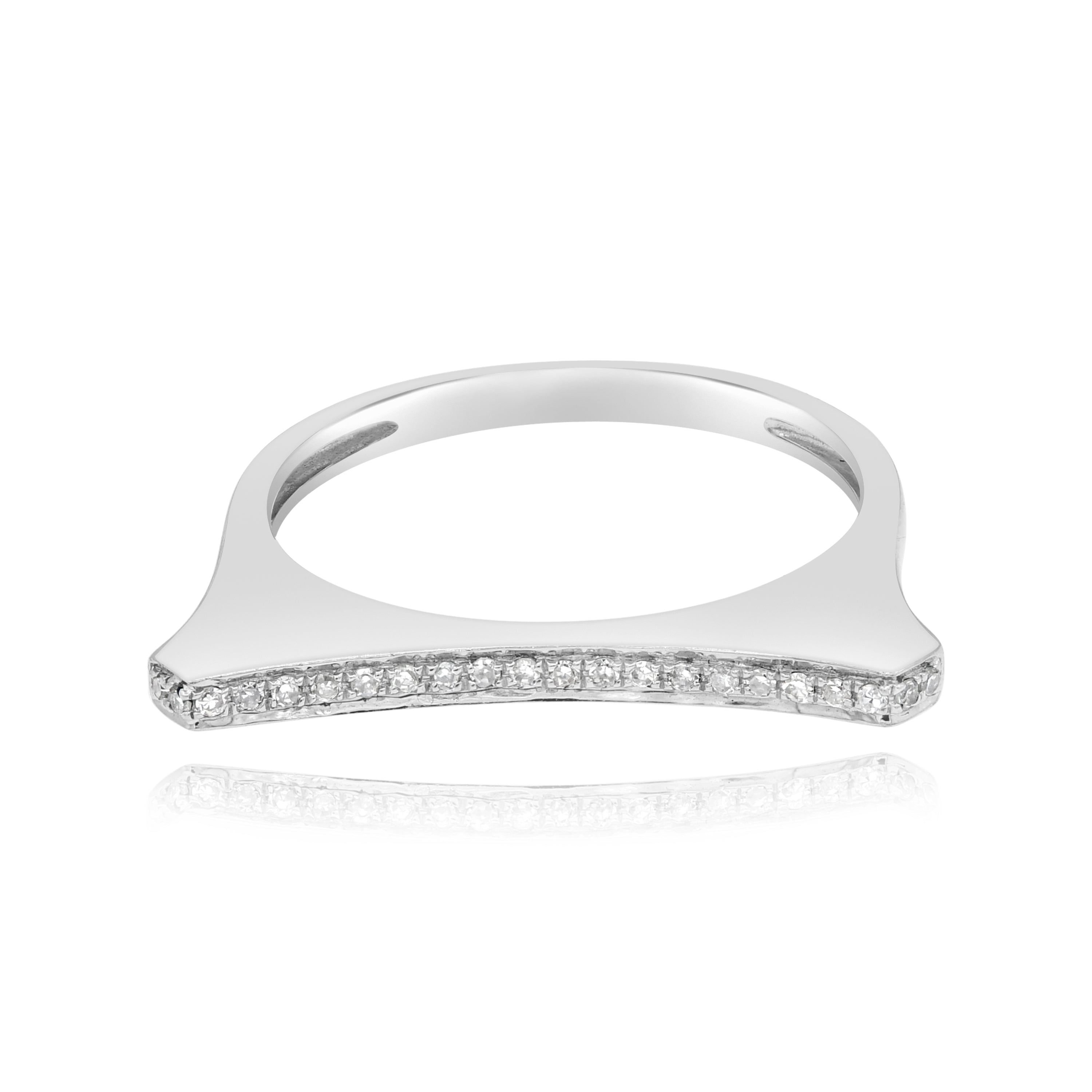 0.09 ct. Diamond 14K White Gold Curved Bar Ring