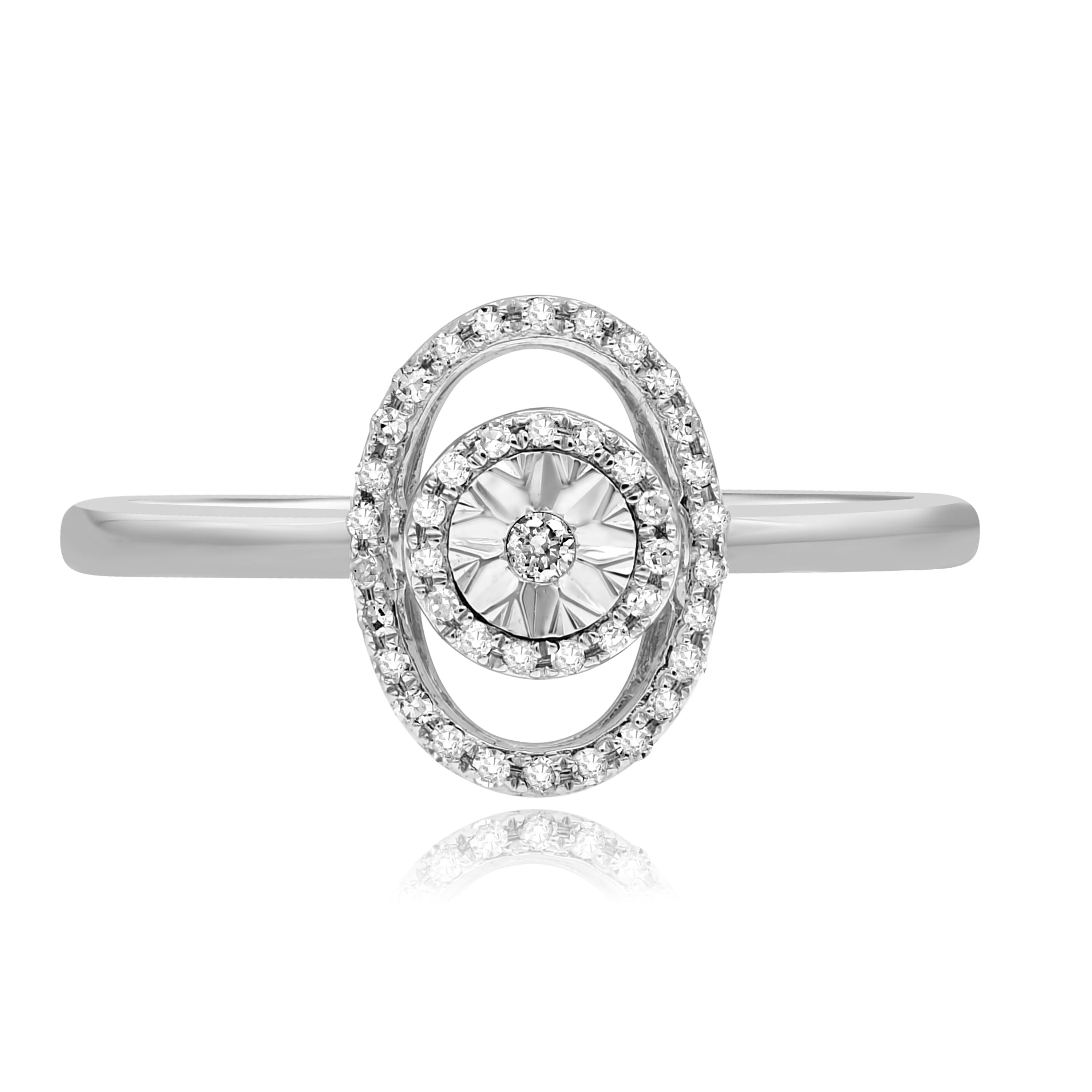 0.1 ct. Diamond 14K White Gold Oval Ring