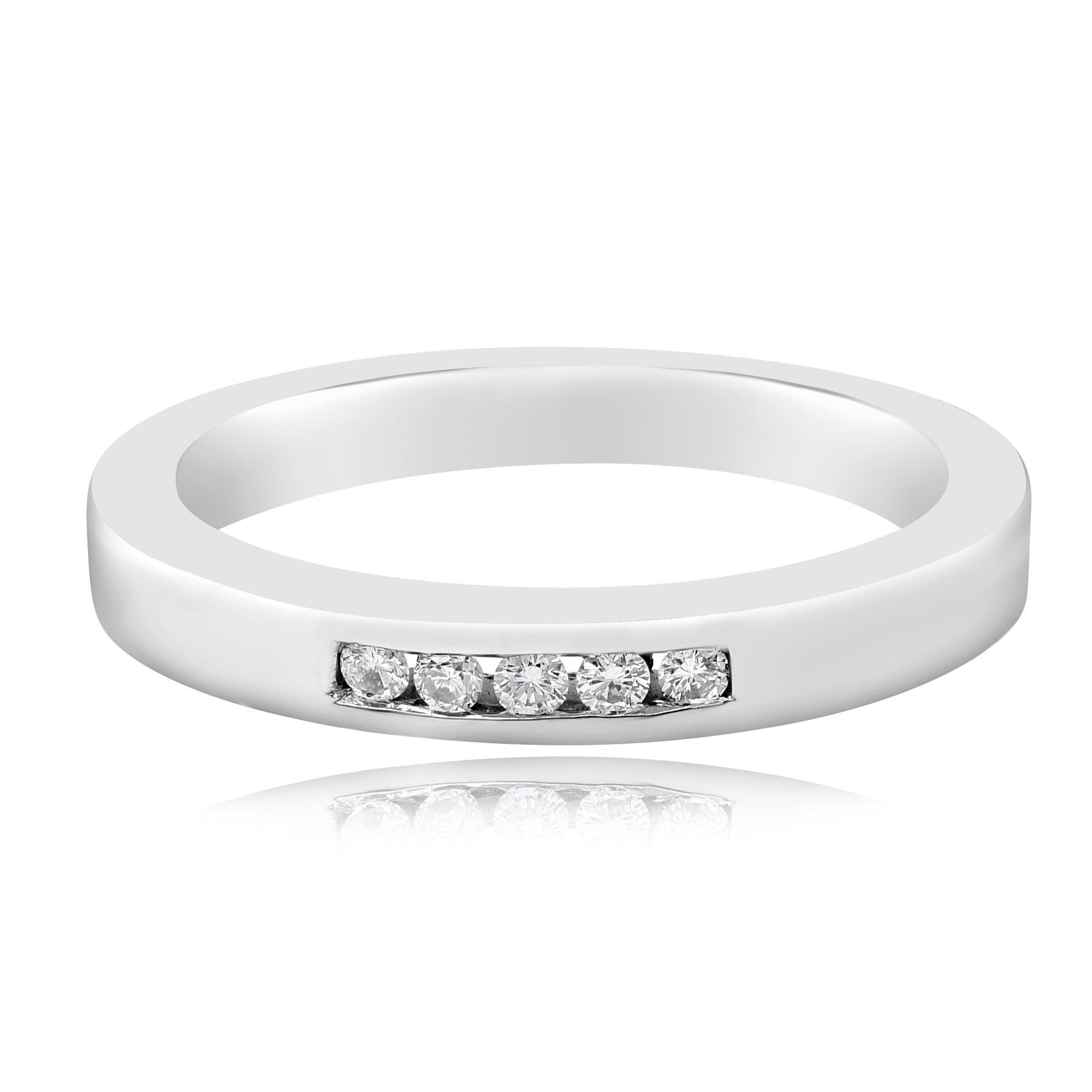 0.09 ct. Diamond 14K White Gold Band