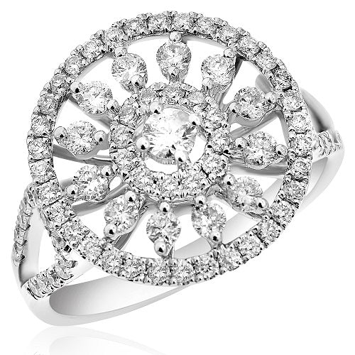 1.07 ct. Diamond 18K White Gold Circle Pave Openwork Split Shank Ring