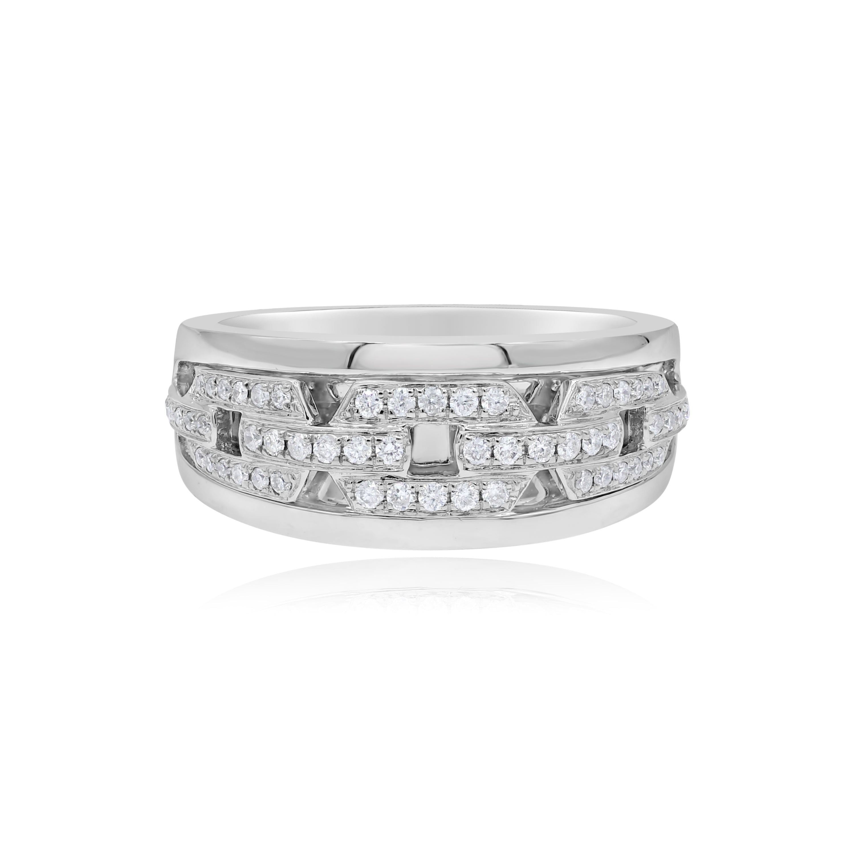 0.3 ct. Diamond 14K White Gold Link Chain Half Eternity Band