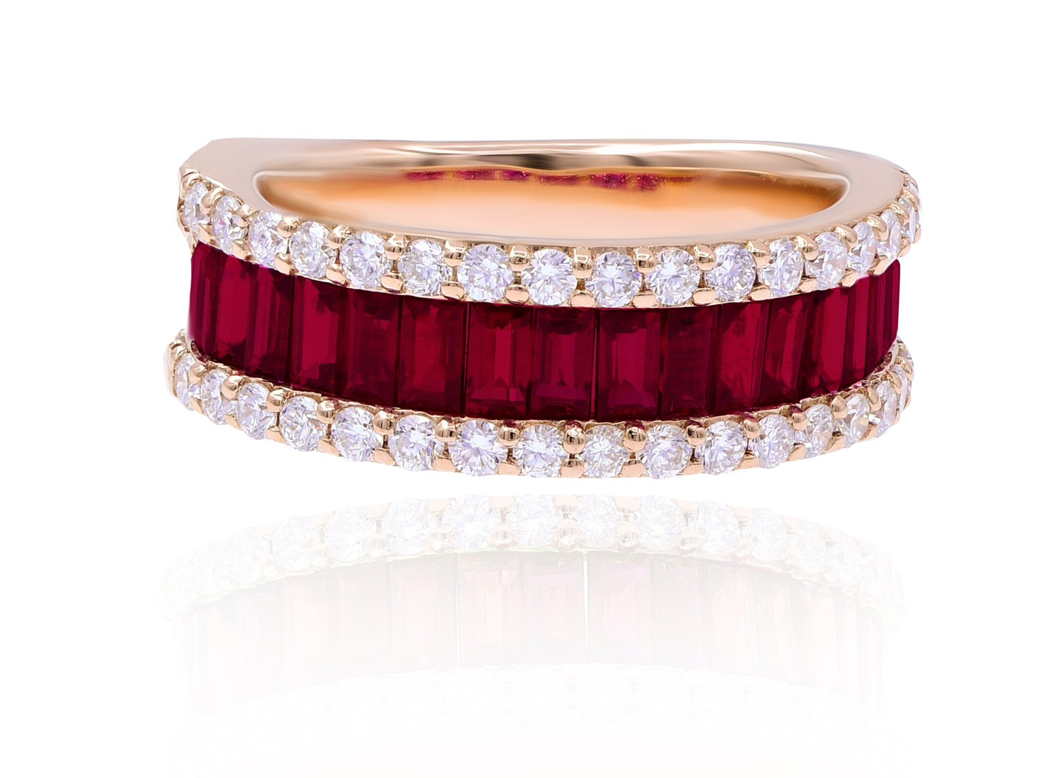 1.73 ct. Ruby & 0.62 ct. Diamond 18K Rose Gold Half Eternity Band