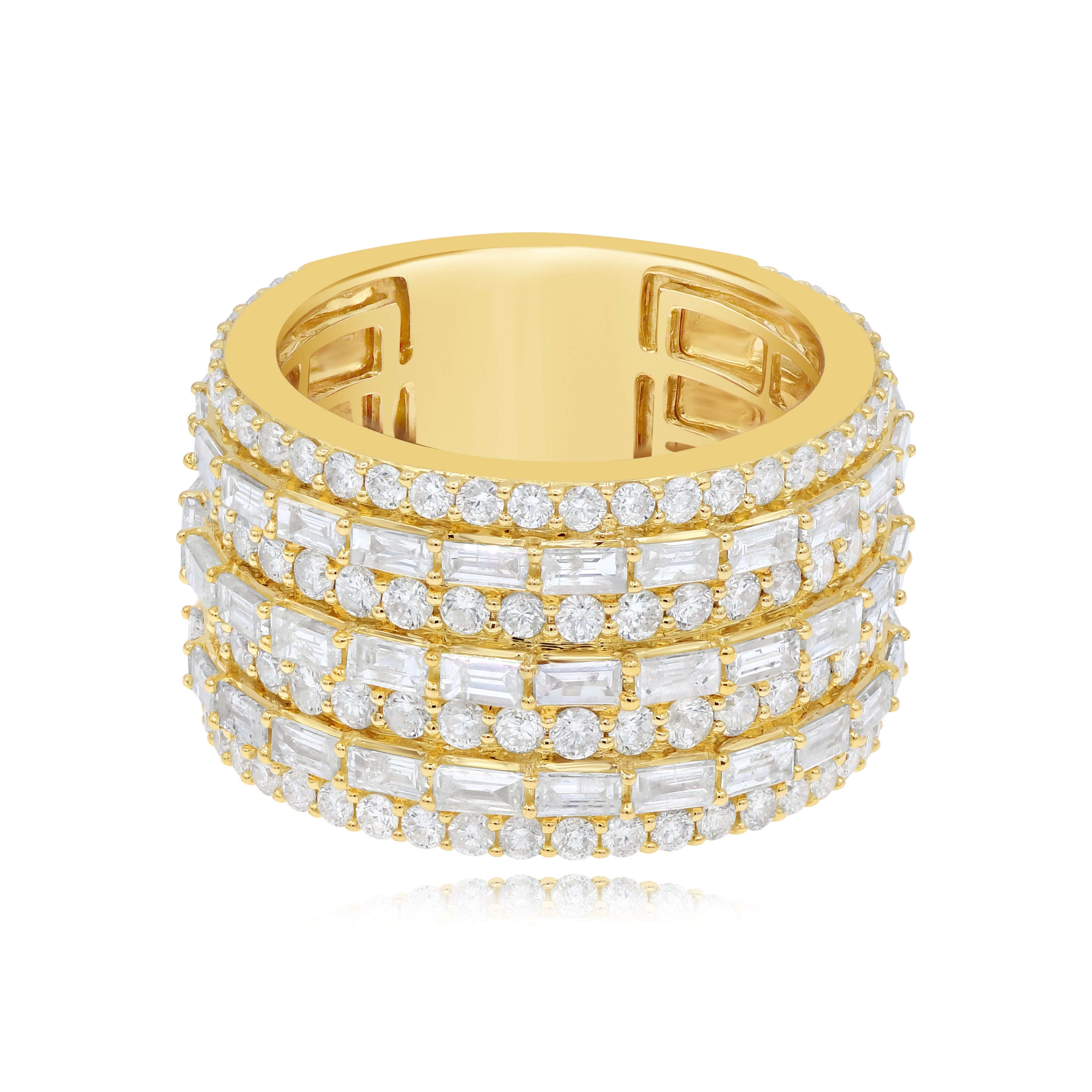 4.18 ct. Diamond 14K Yellow Gold Multi-Row Wide Band