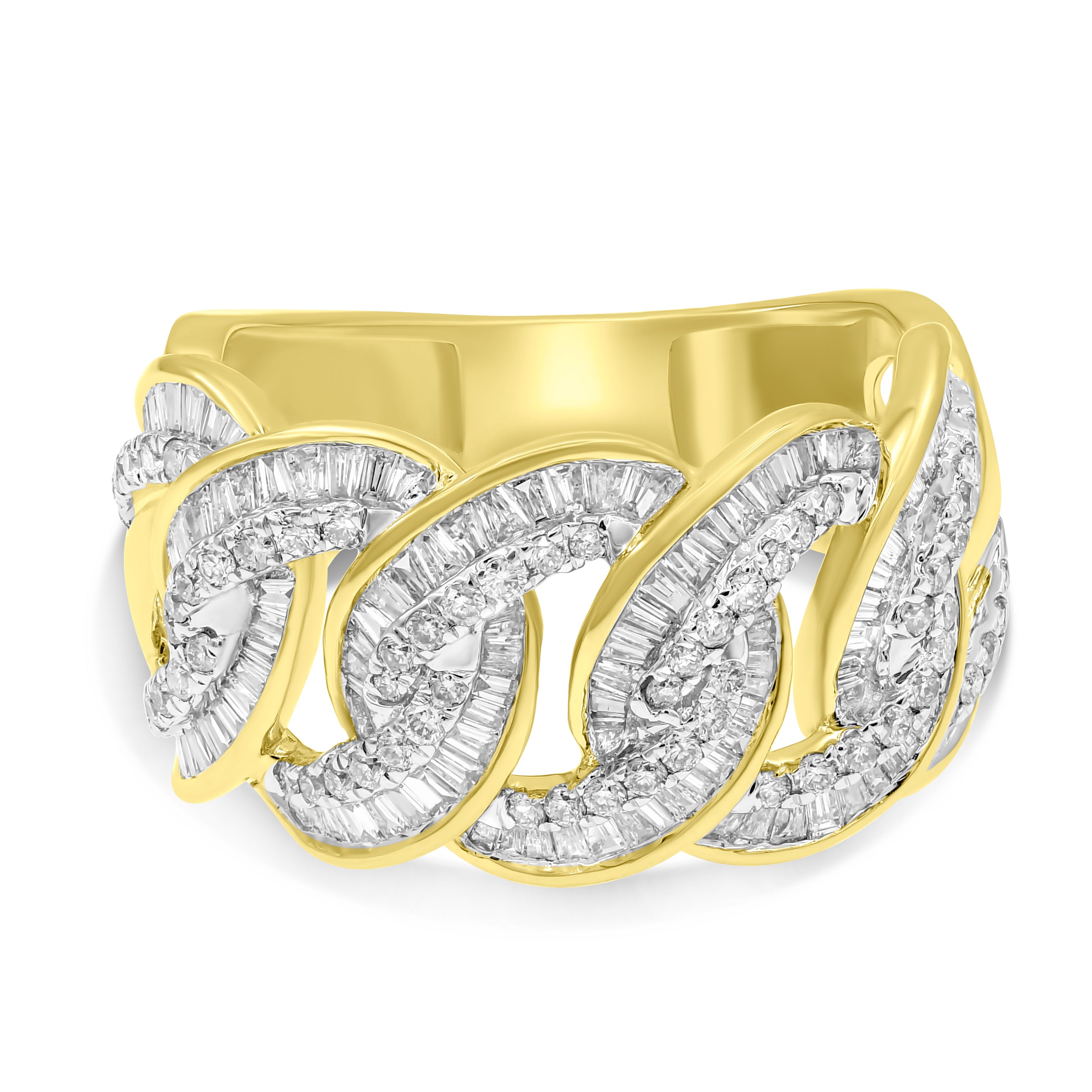 1.31 ct. Diamond 14K Yellow Gold Cuban Link Ring