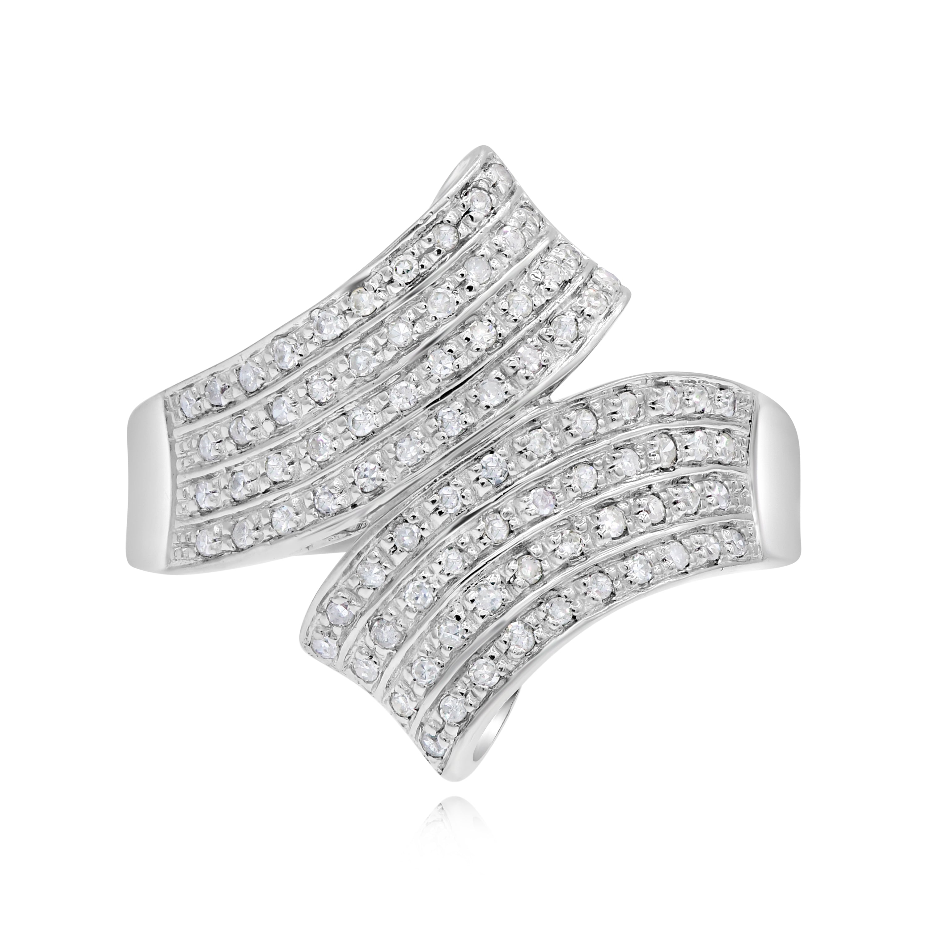 0.35 ct. Diamond 14K White Gold Bypass Multi-Row Ring