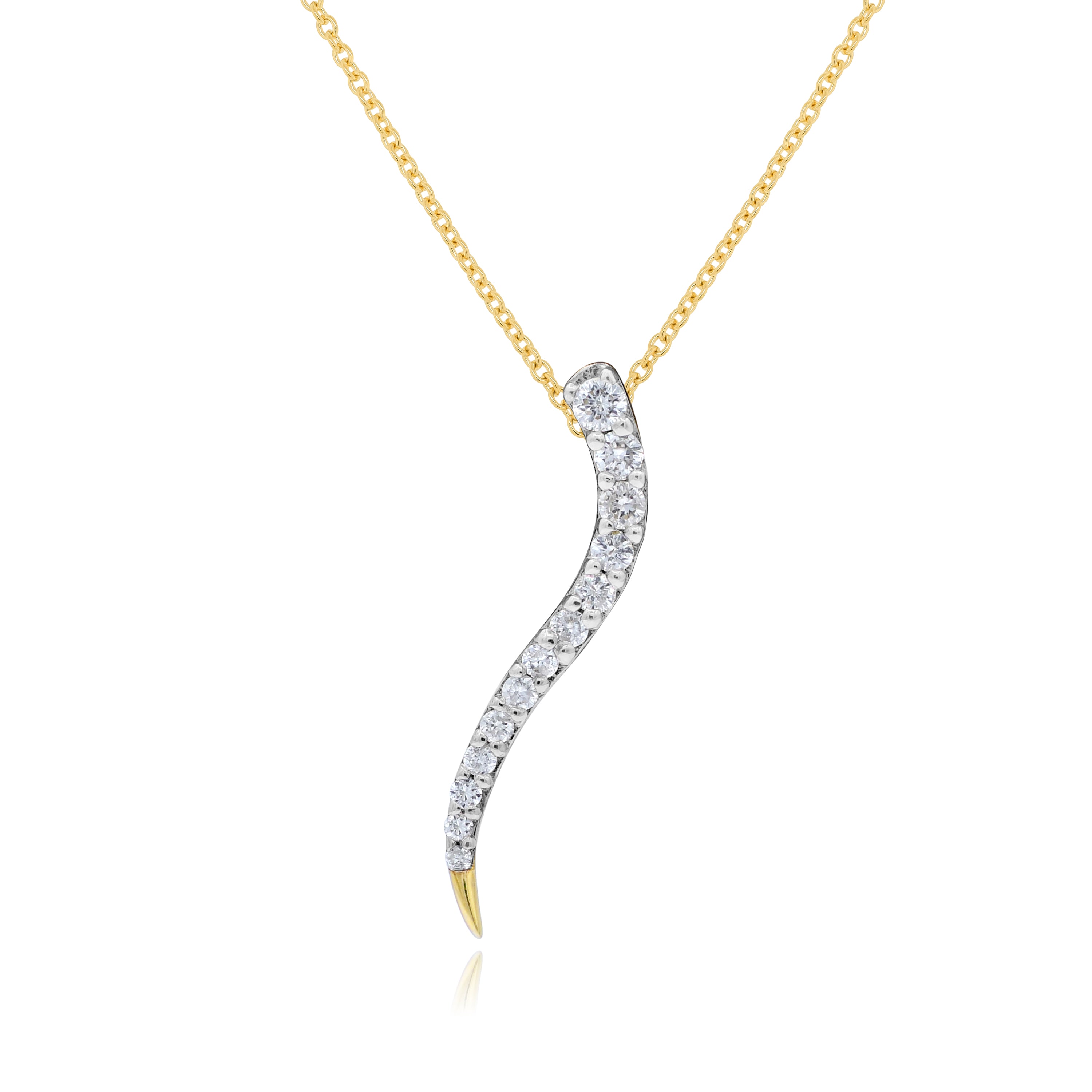 0.18 ct. Diamond 14K Yellow Gold Floating Wave Pendant