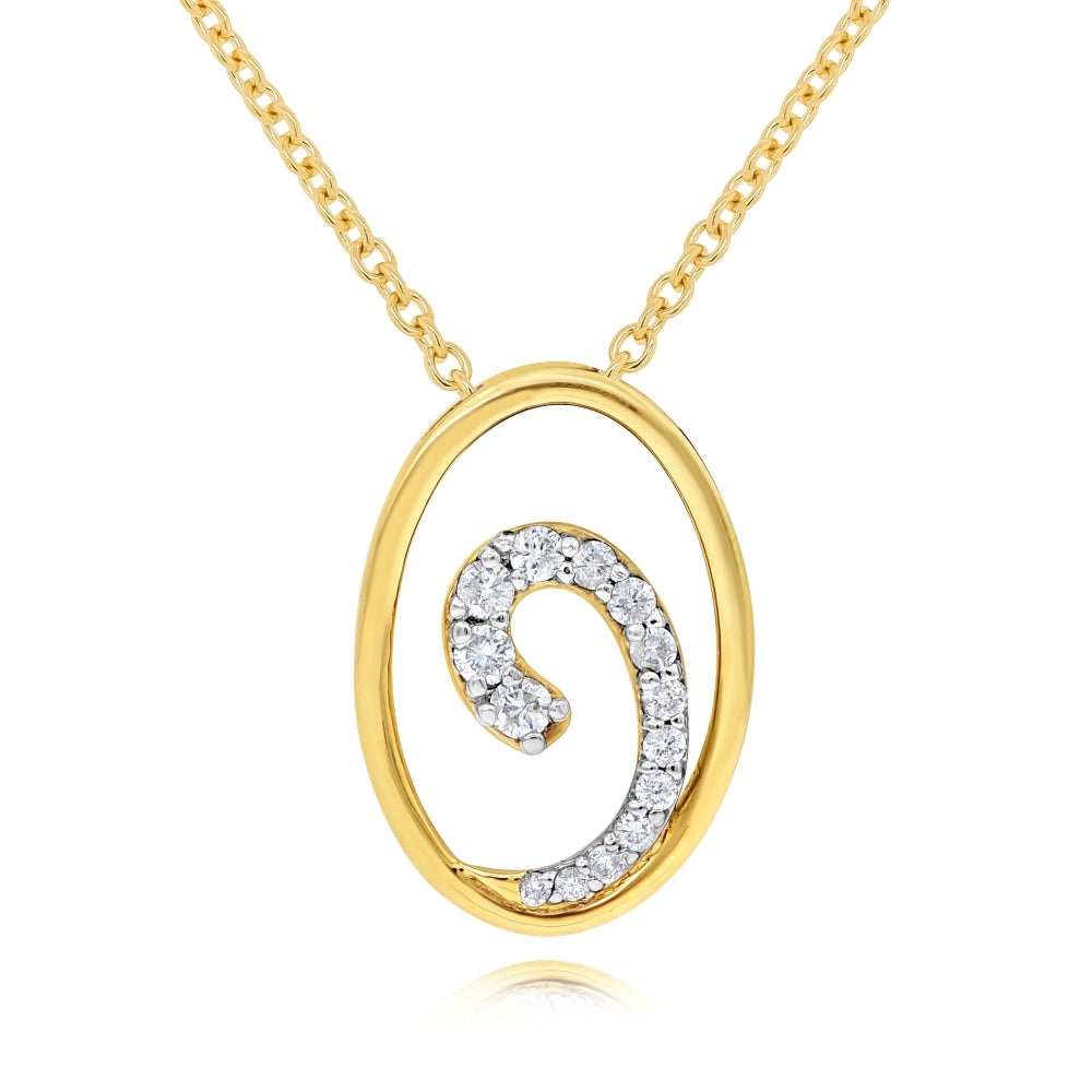 0.24 ct. Diamond 14K Yellow Gold Swirl Pendant