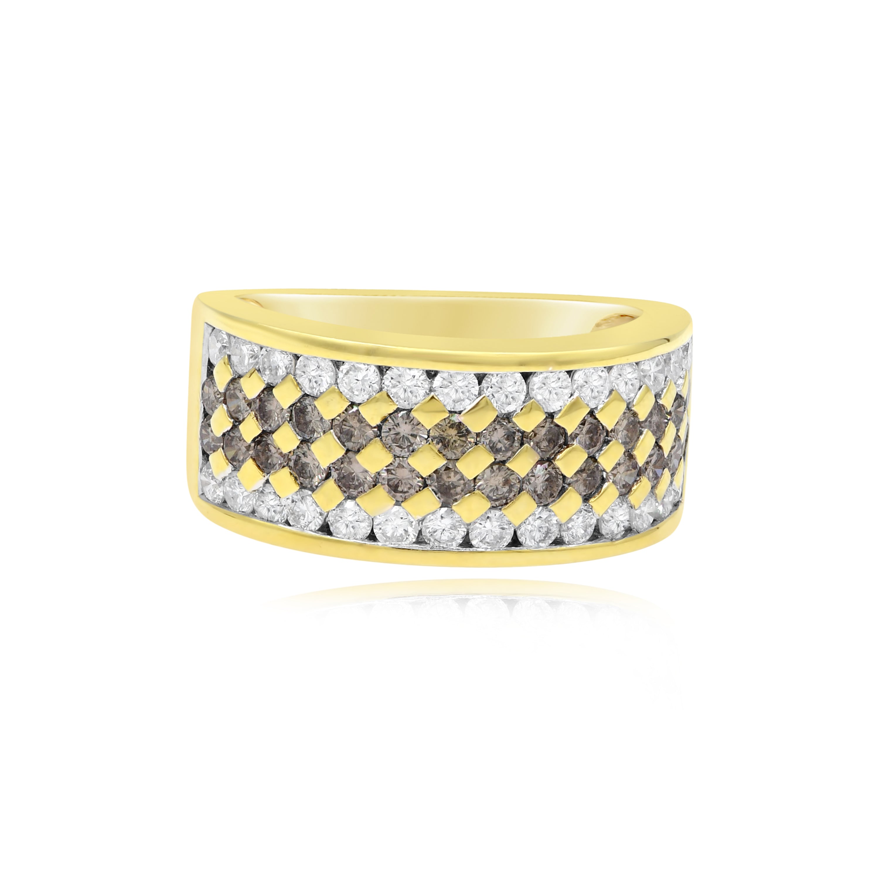 1.75 ct. Yellow & White Diamond 18K Yellow Gold Multi-Row Band