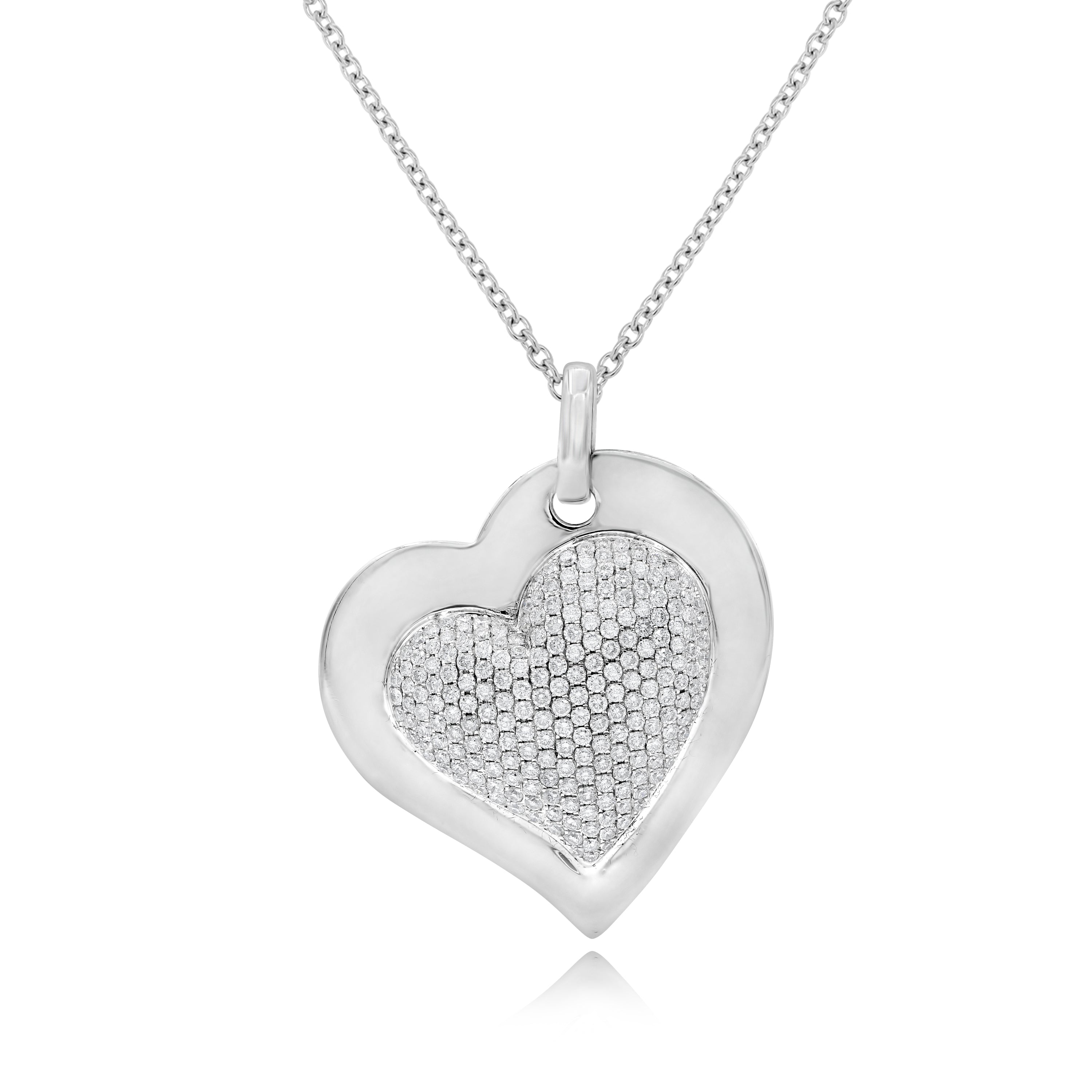 2.38 ct. Diamond 18K White Gold Heart Pendant