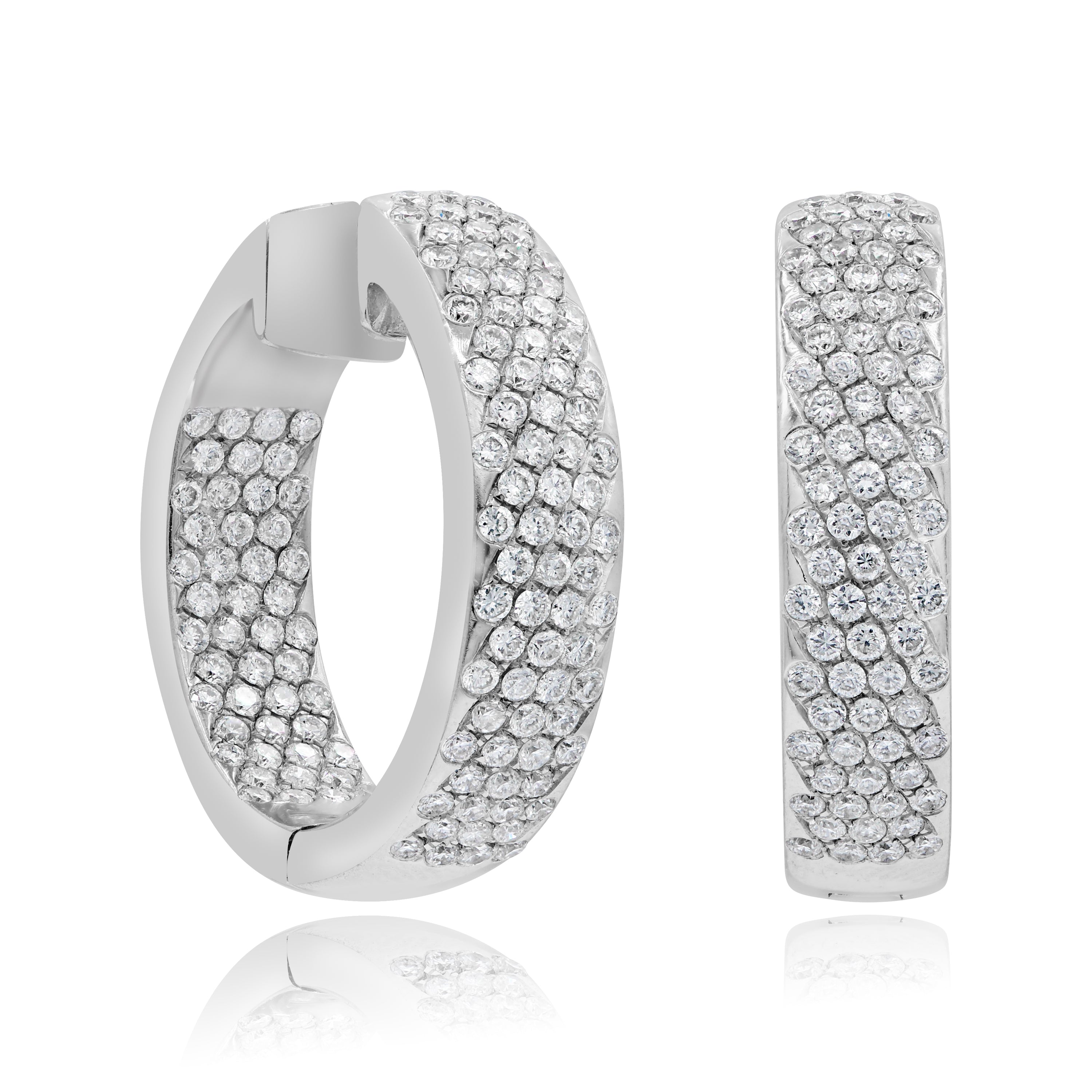 1.54 ct. Diamond 18K White Gold Multi-Pave Hoop Earrings