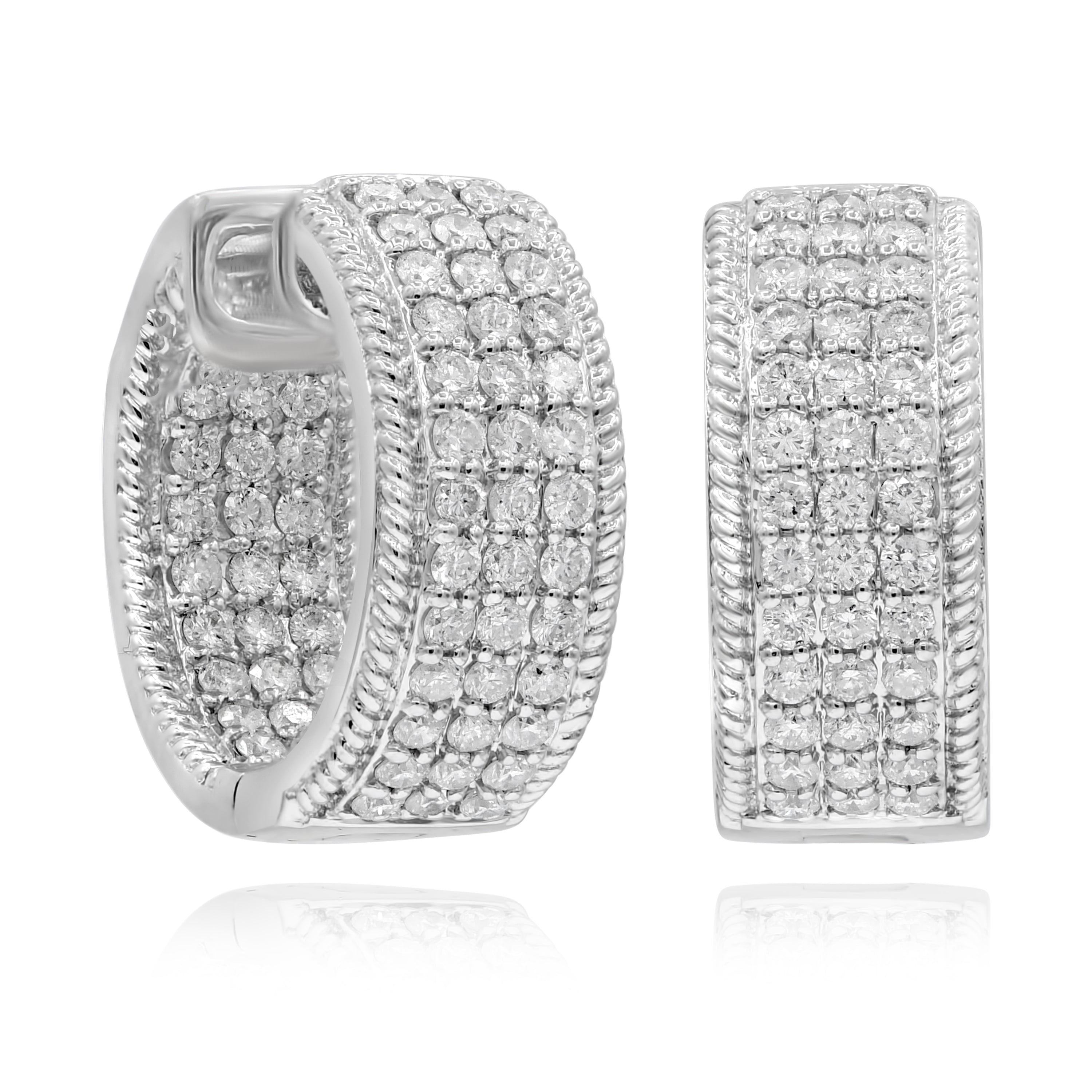 2.5 ct. Diamond 14K White Gold Multi-Pave Hoop Earrings