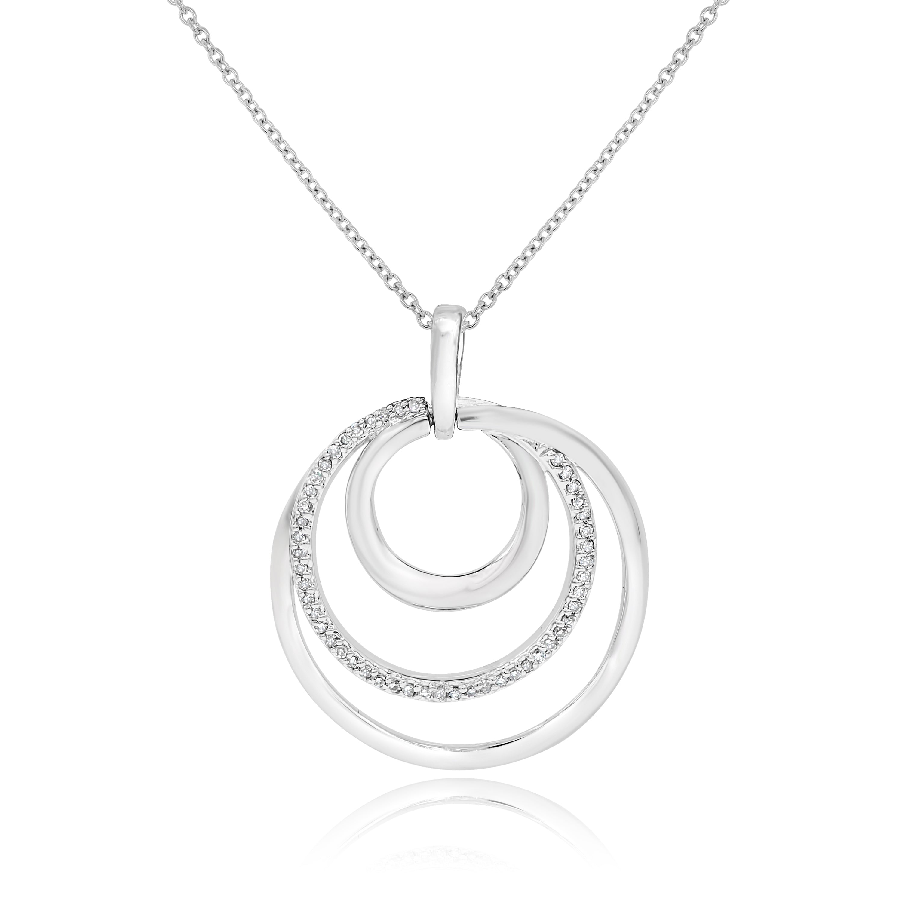 0.15 ct. Diamond 14K White Gold Pave Circle Pendant