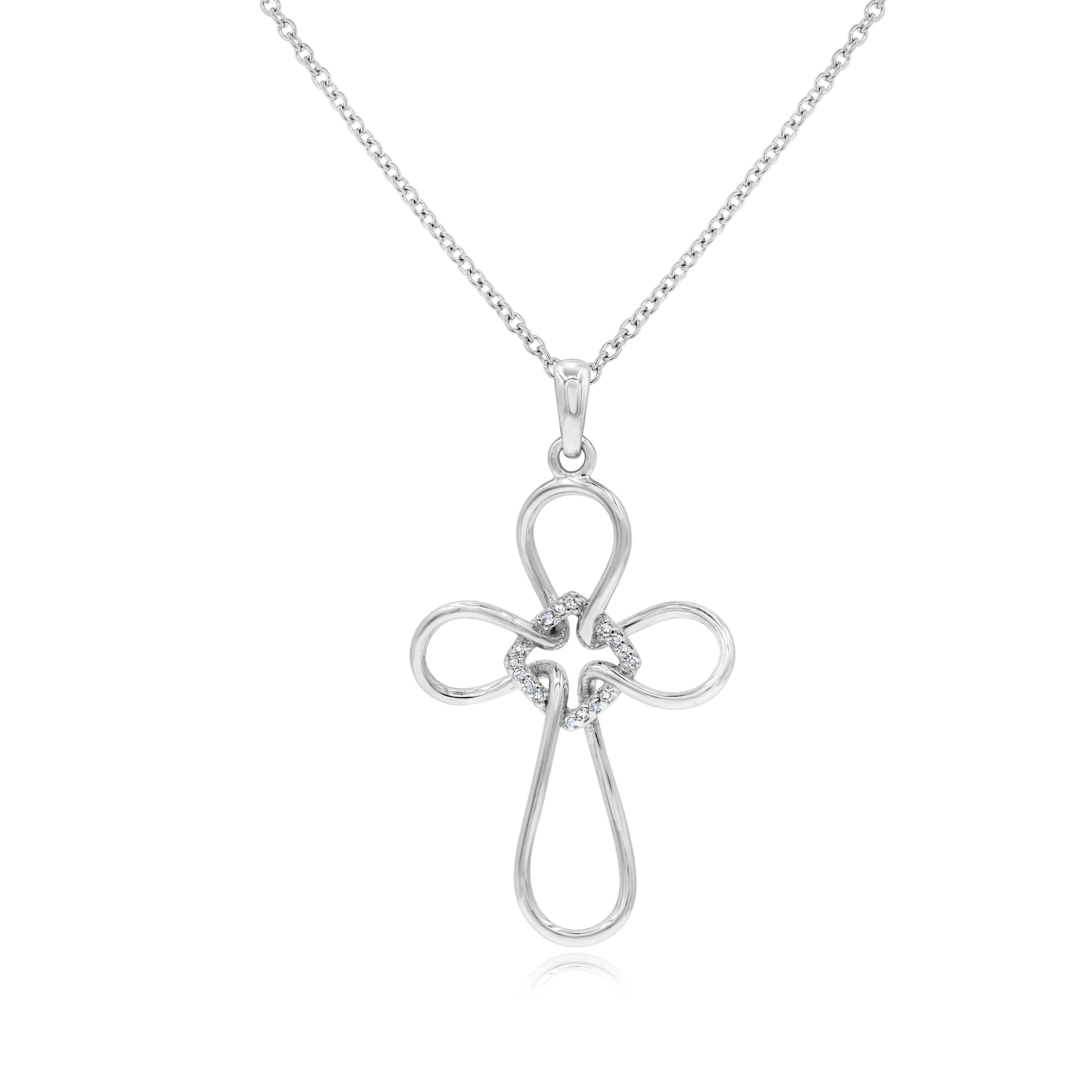 0.07 ct. Diamond 14K White Gold Cross Pendant