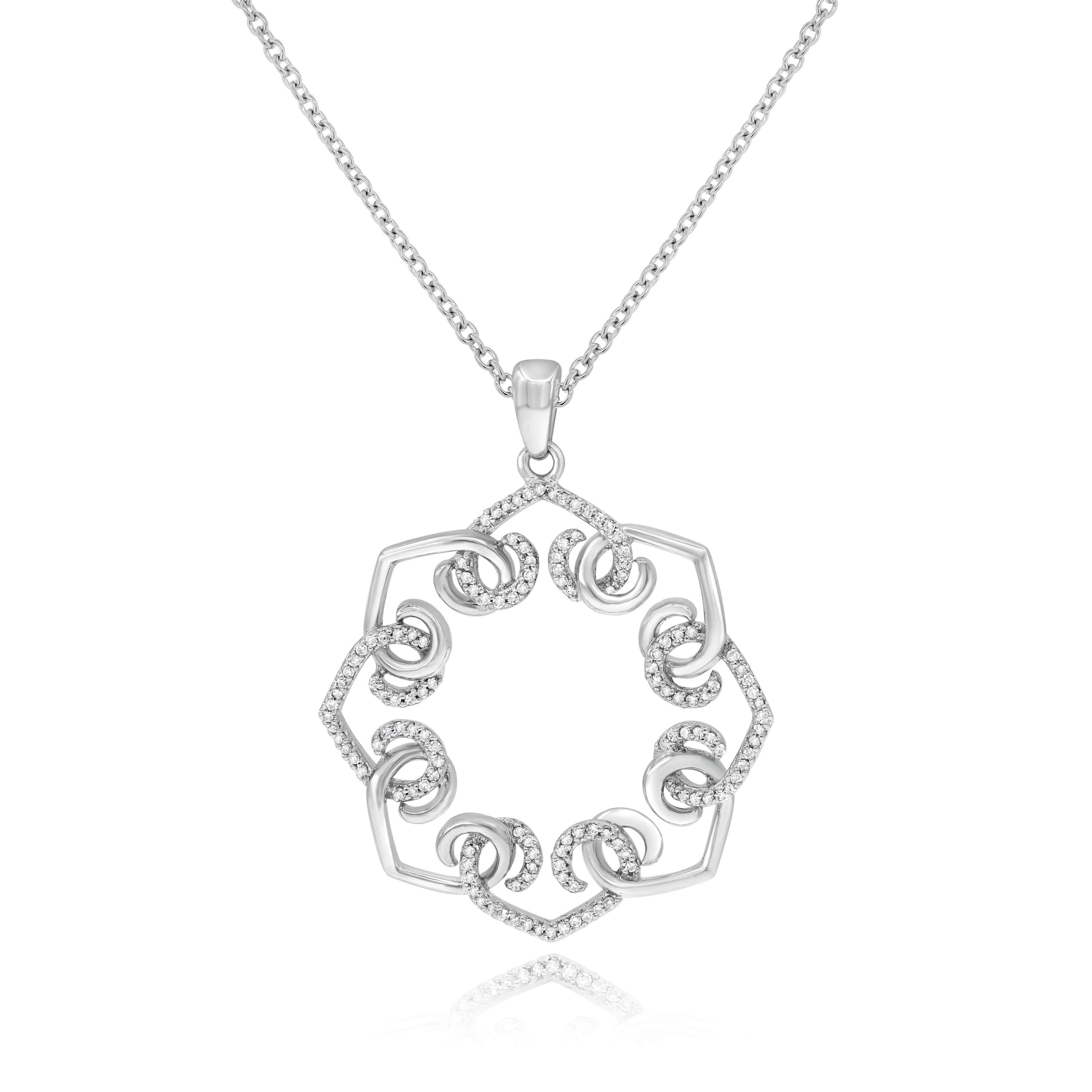 0.4 ct. Diamond 14K White Gold Alternate Pave Open Hearts Link Pendant