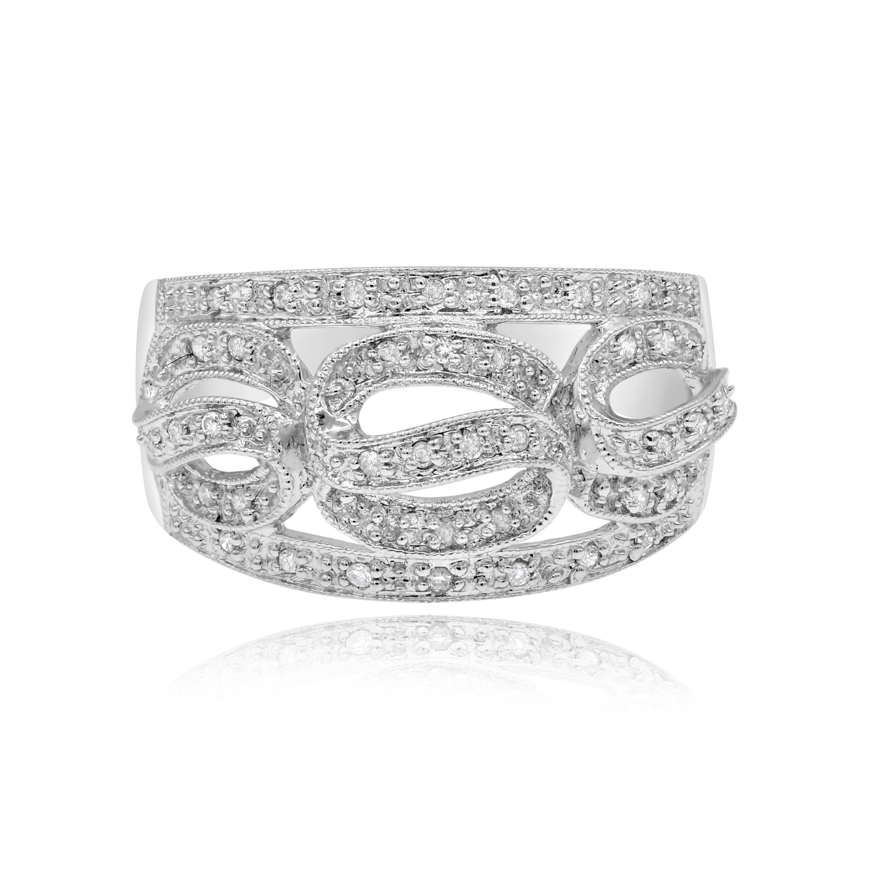 0.3 ct. Diamond 14K White Gold Scroll Ring