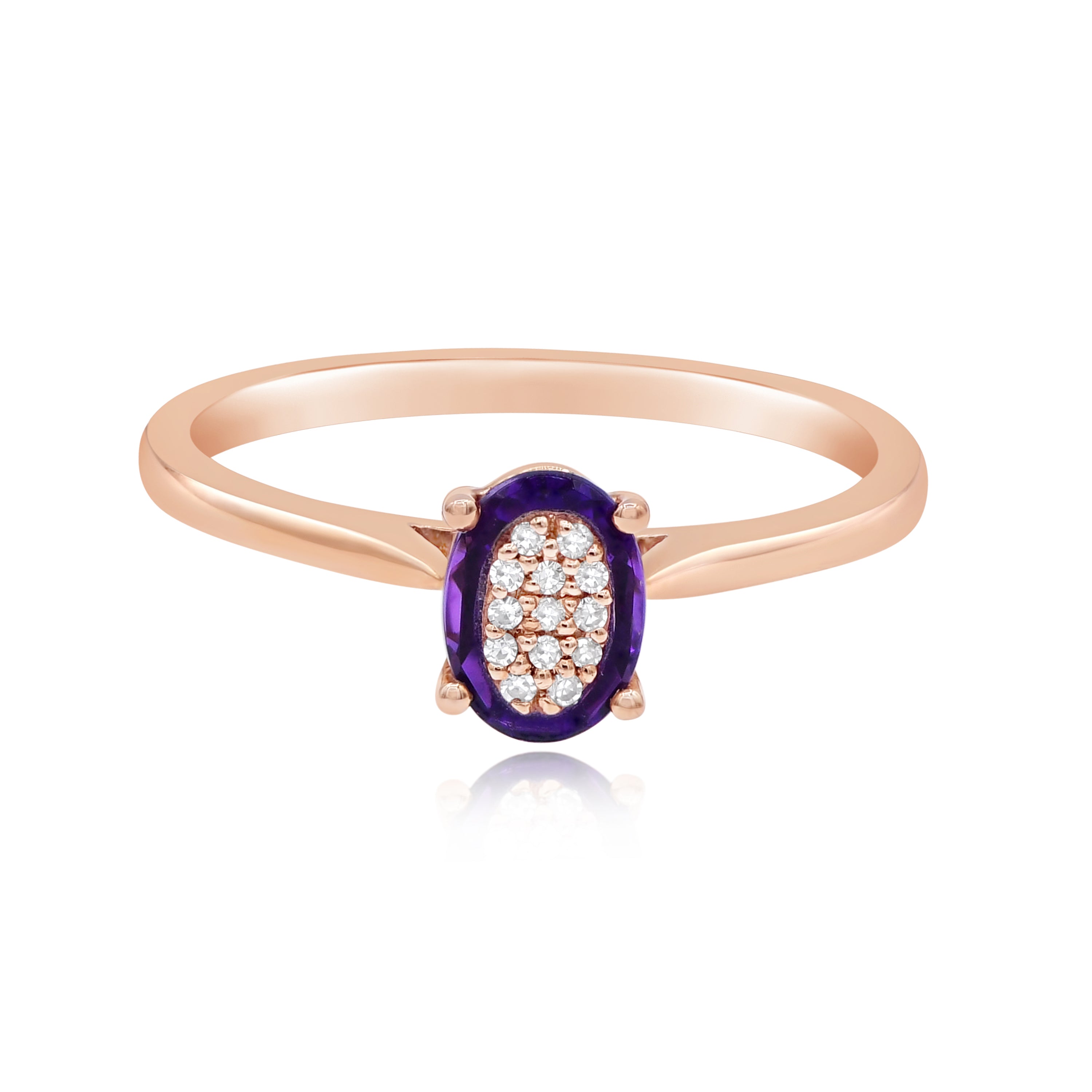 0.73 ct. Amethyst & 0.04 ct. Diamond 14K Rose Gold Ring