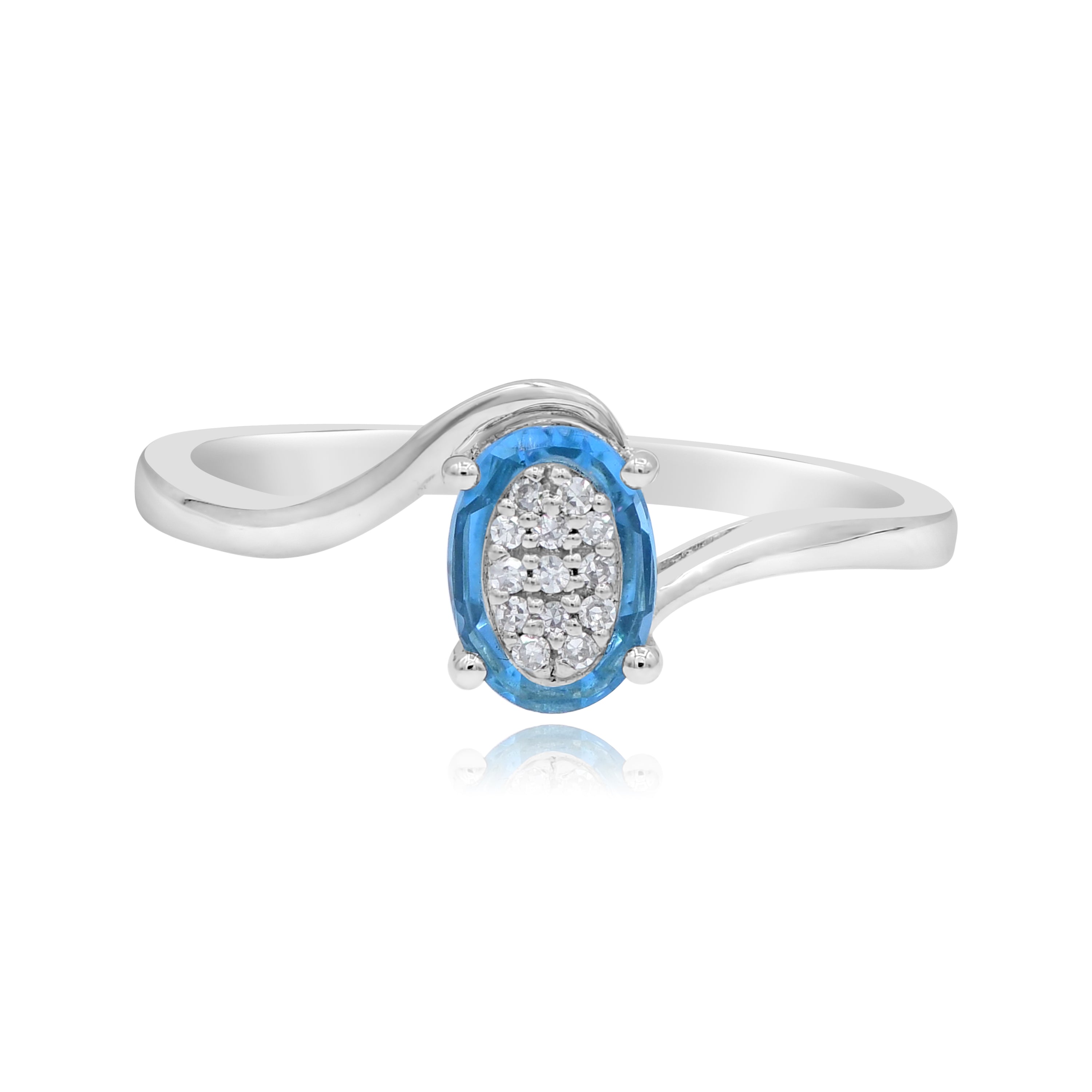 0.88 ct. Topaz & 0.04 ct. Diamond 14K White Gold Ring