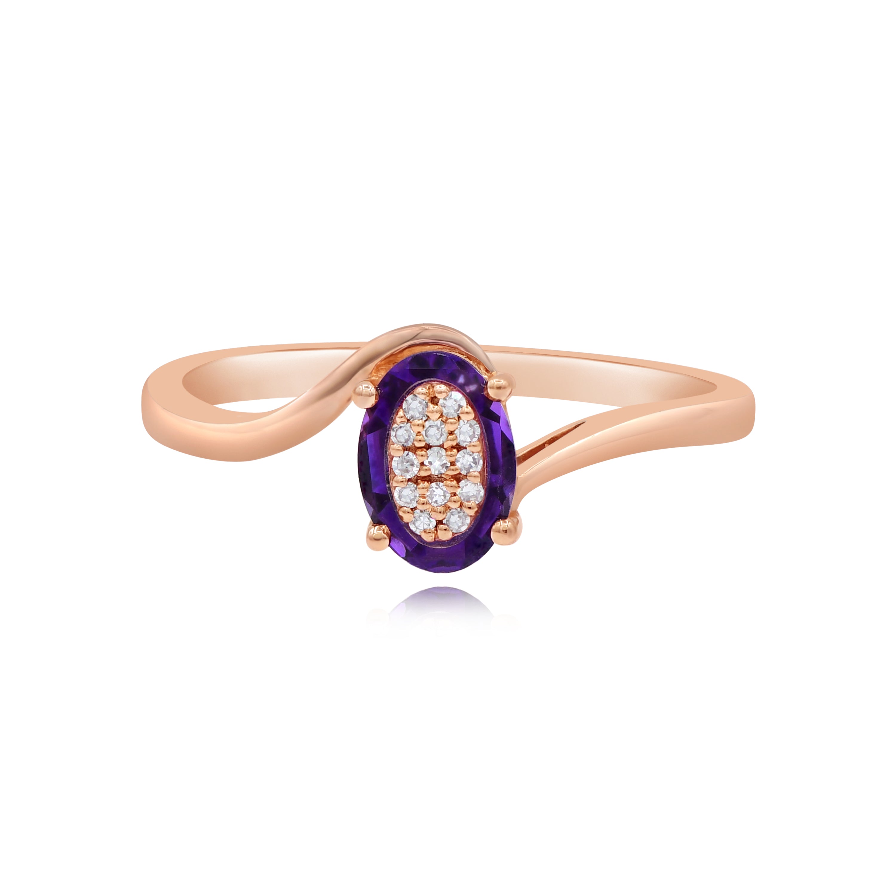 0.68 ct. Amethyst & 0.04 ct. Diamond 14K Rose Gold Ring