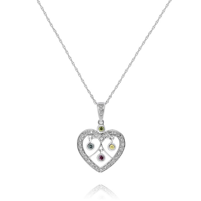 0.22 ct. Diamond & Gemstone Heart Pendant