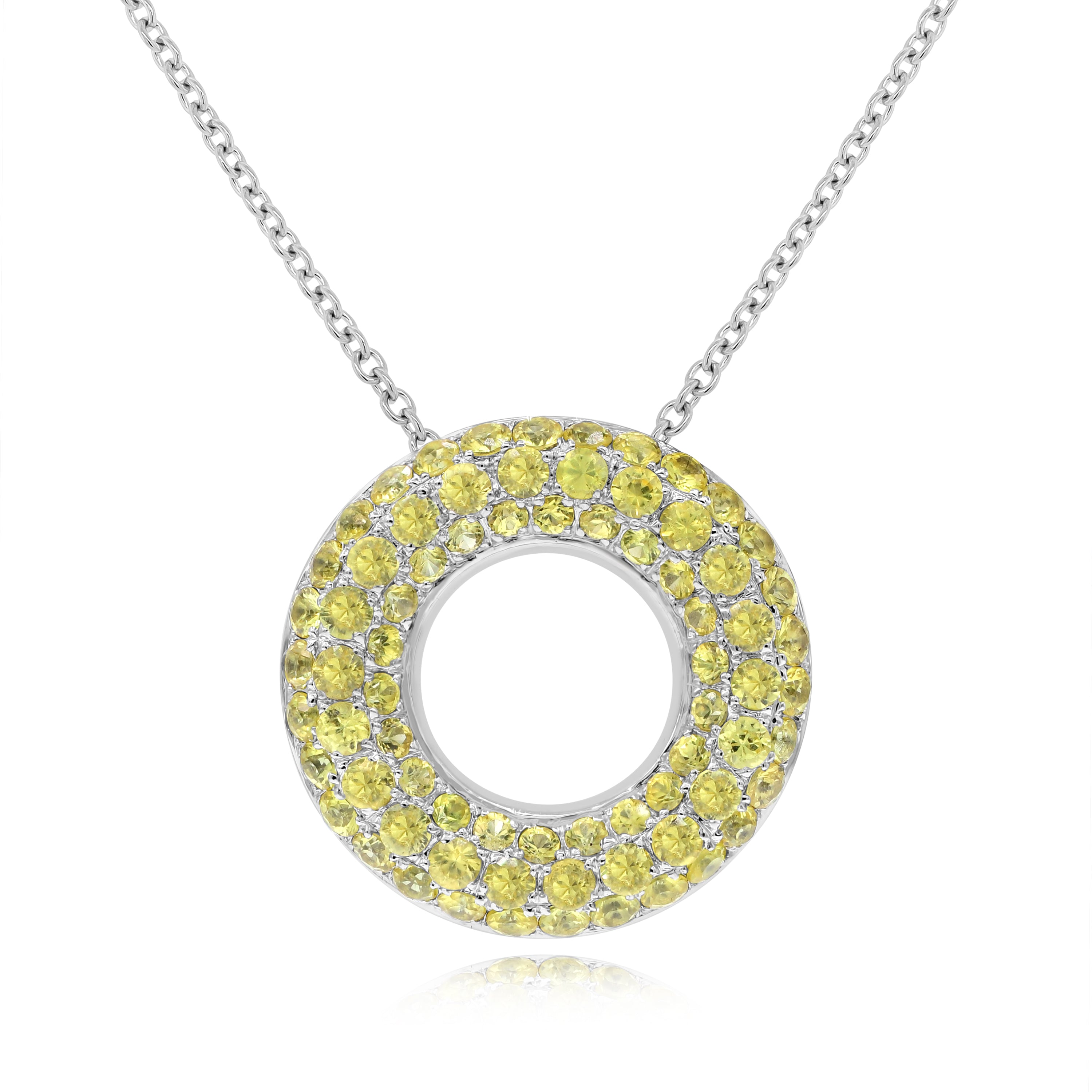 2.11 ct. Yellow Sapphire 14K White Gold Circle Pendant