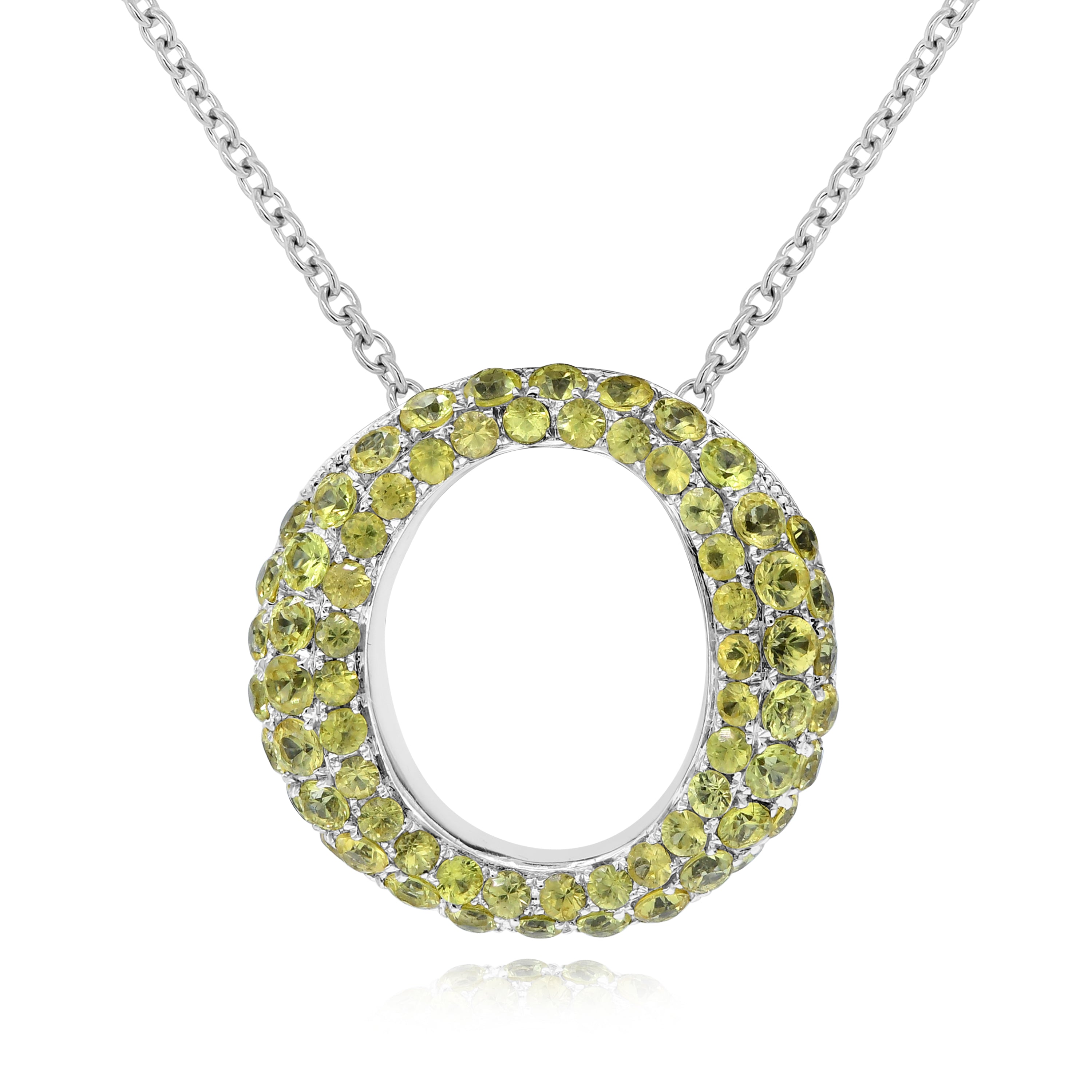 1.92 ct. Yellow Sapphire 14K White Gold Circle Pendant