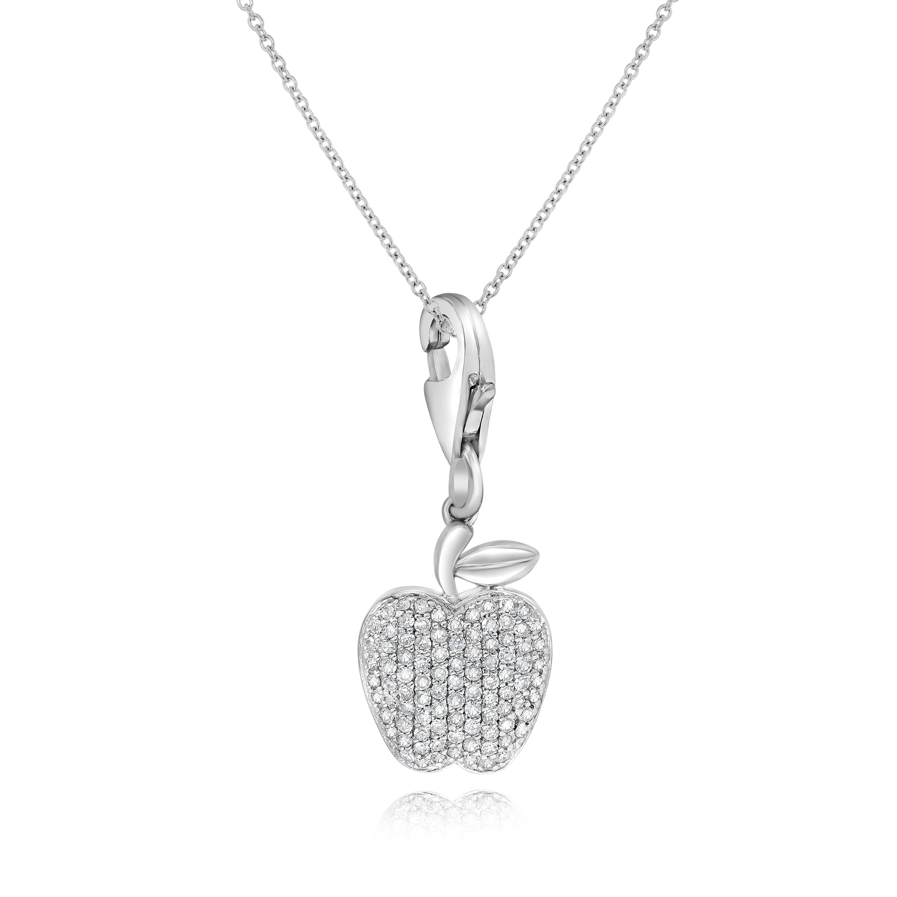 0.36 ct. Diamond 14K White Gold Apple Micro Pave Pendant