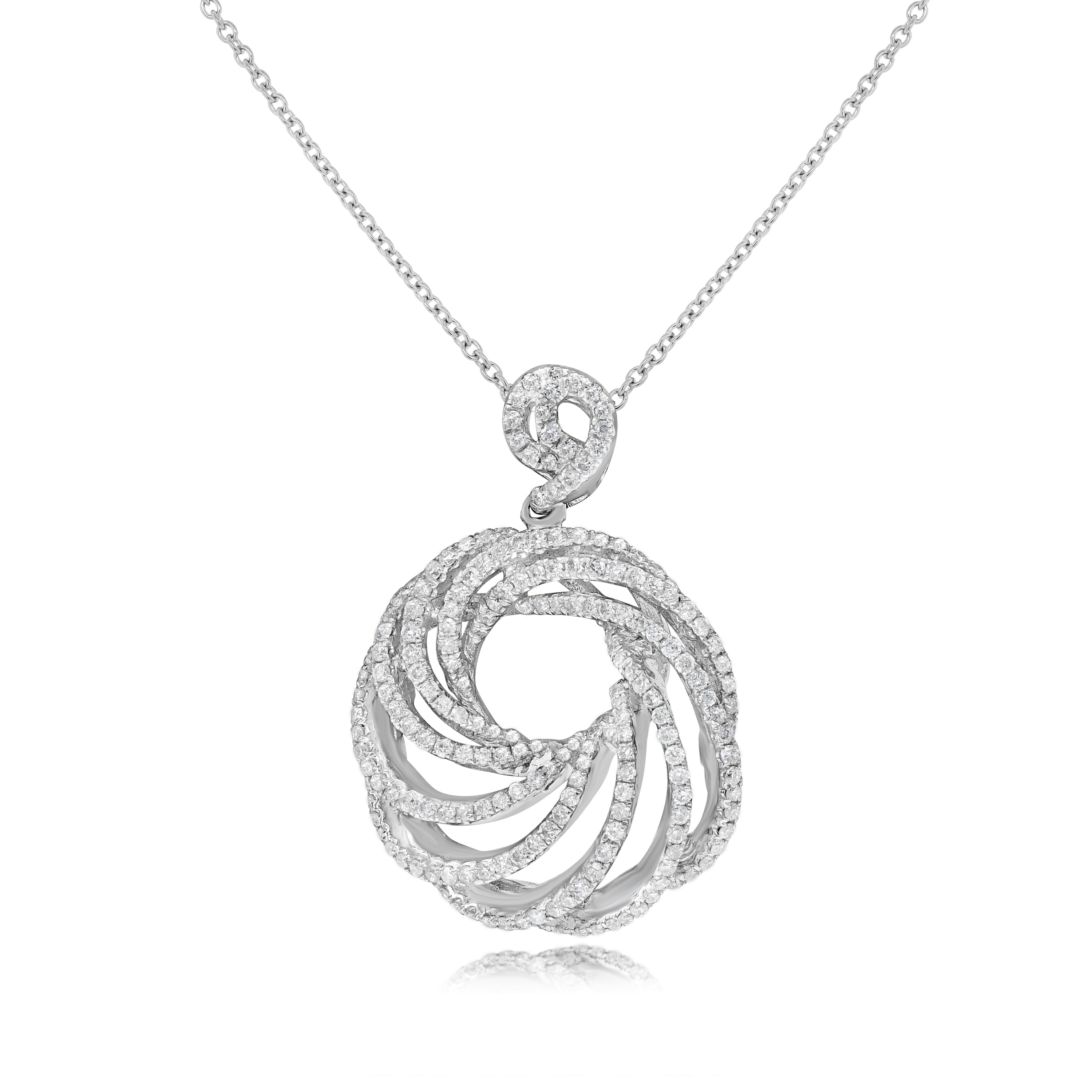 0.55 ct. Diamond 14k White Gold Open Swirl Eternity Circle Pendant