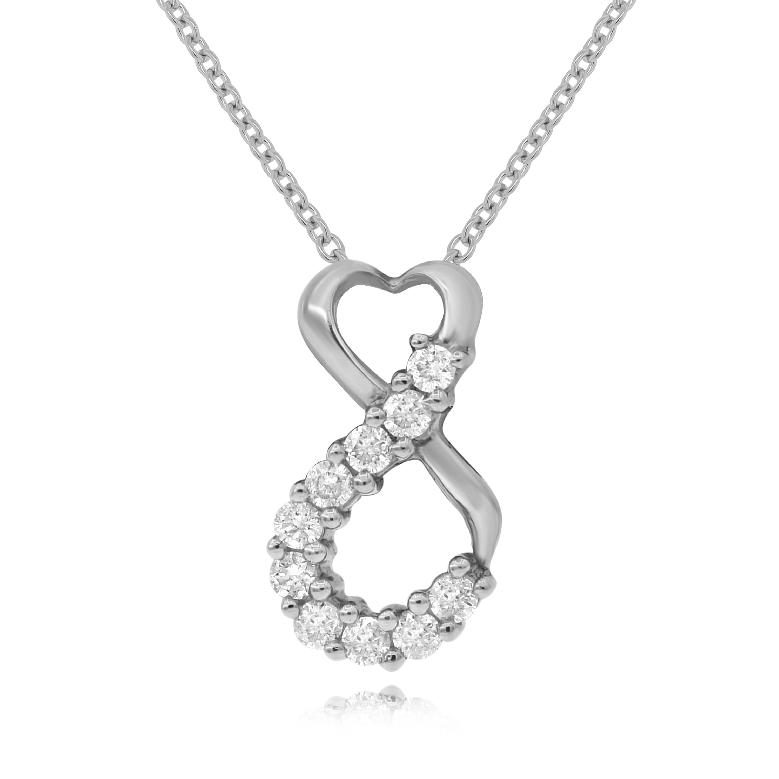 0.16 ct. Diamond 14K White Gold Infinity Heart Pendant