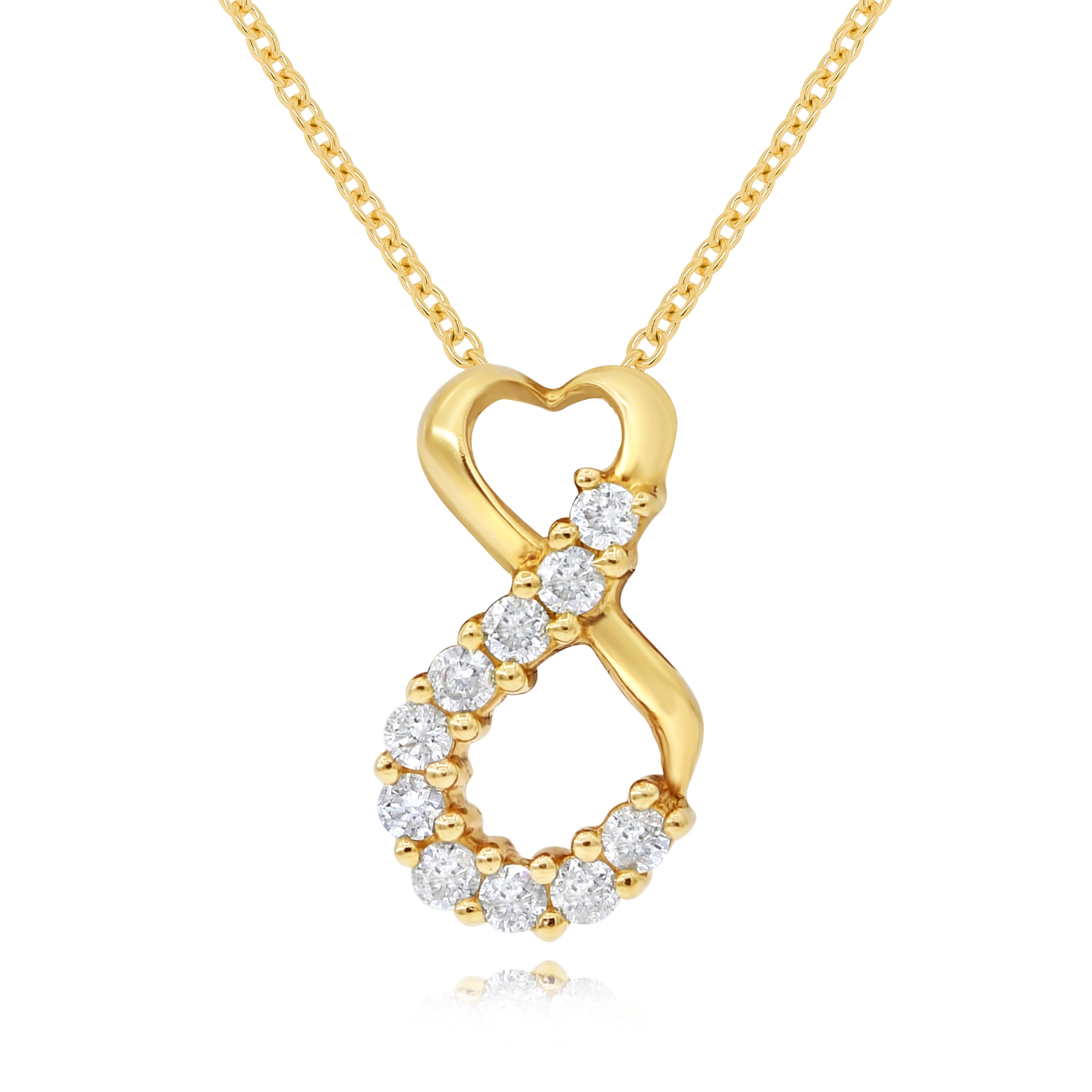 0.18 ct. Diamond 14K Yellow Gold Infinity Heart Pendant