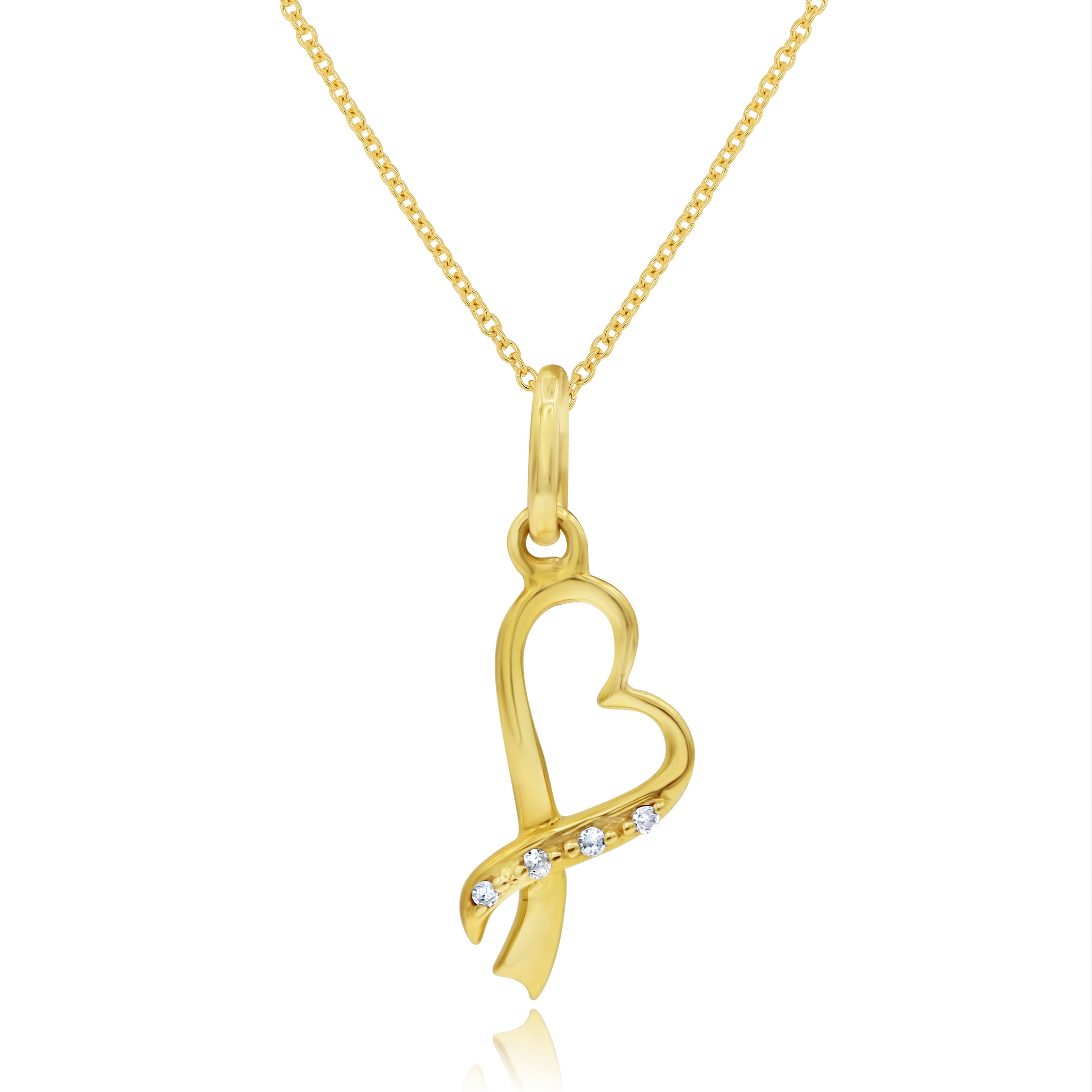 0.02 ct. Diamond 14K Yellow Gold Heart Pendant