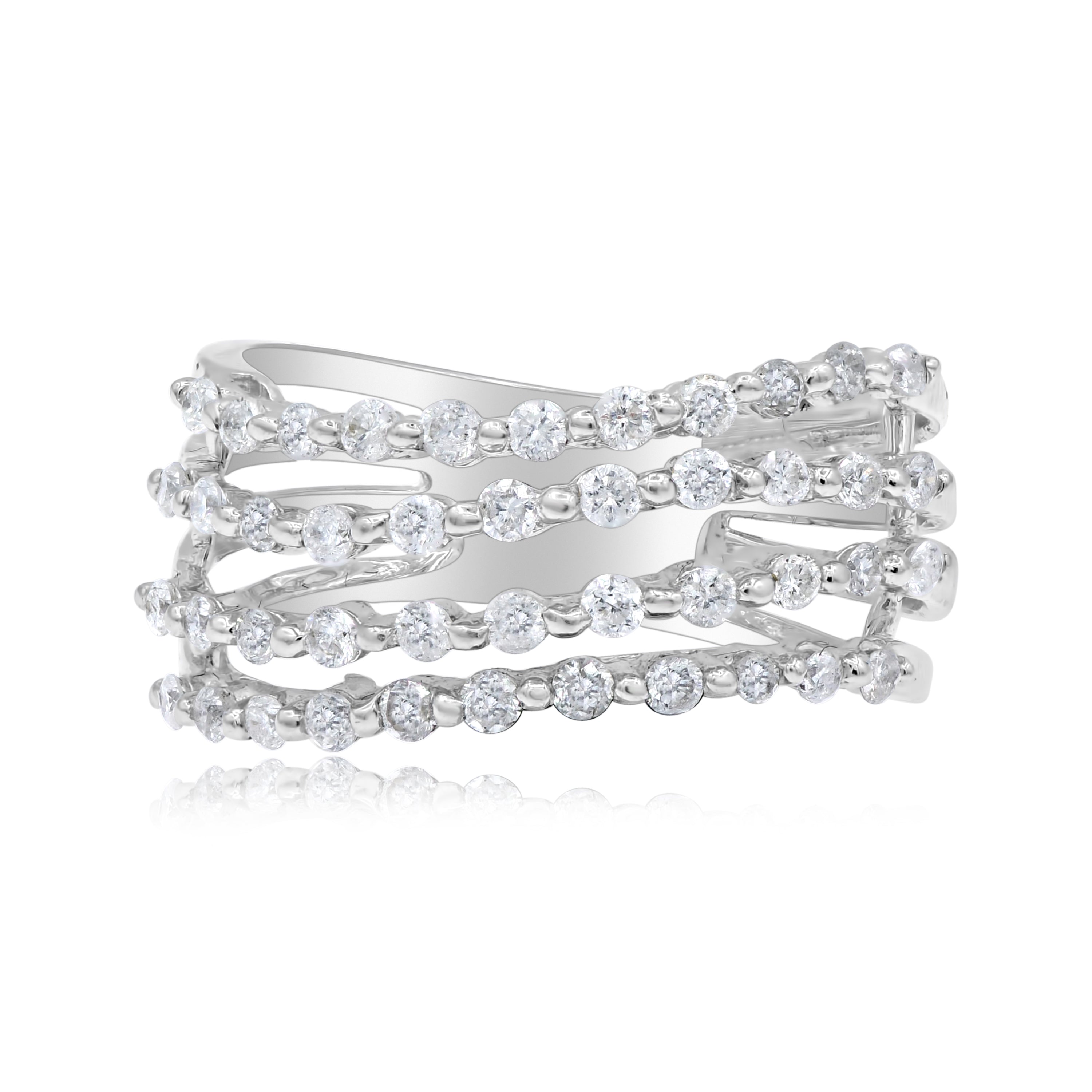 0.83 ct. Diamond 14K White Gold Multi-Row Band