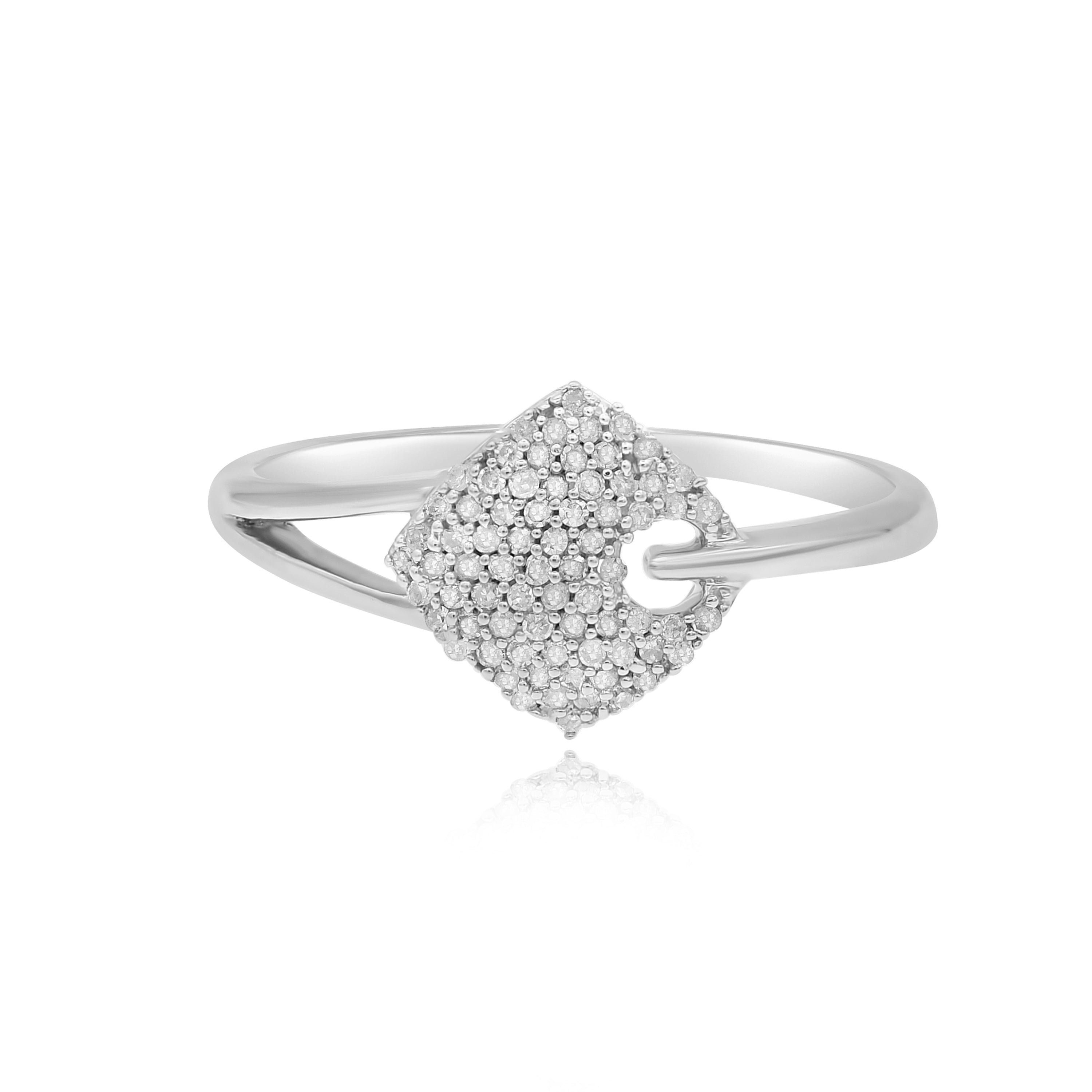 0.18 ct. Diamond 14K White Gold Asymmetrical Split Shank Ring