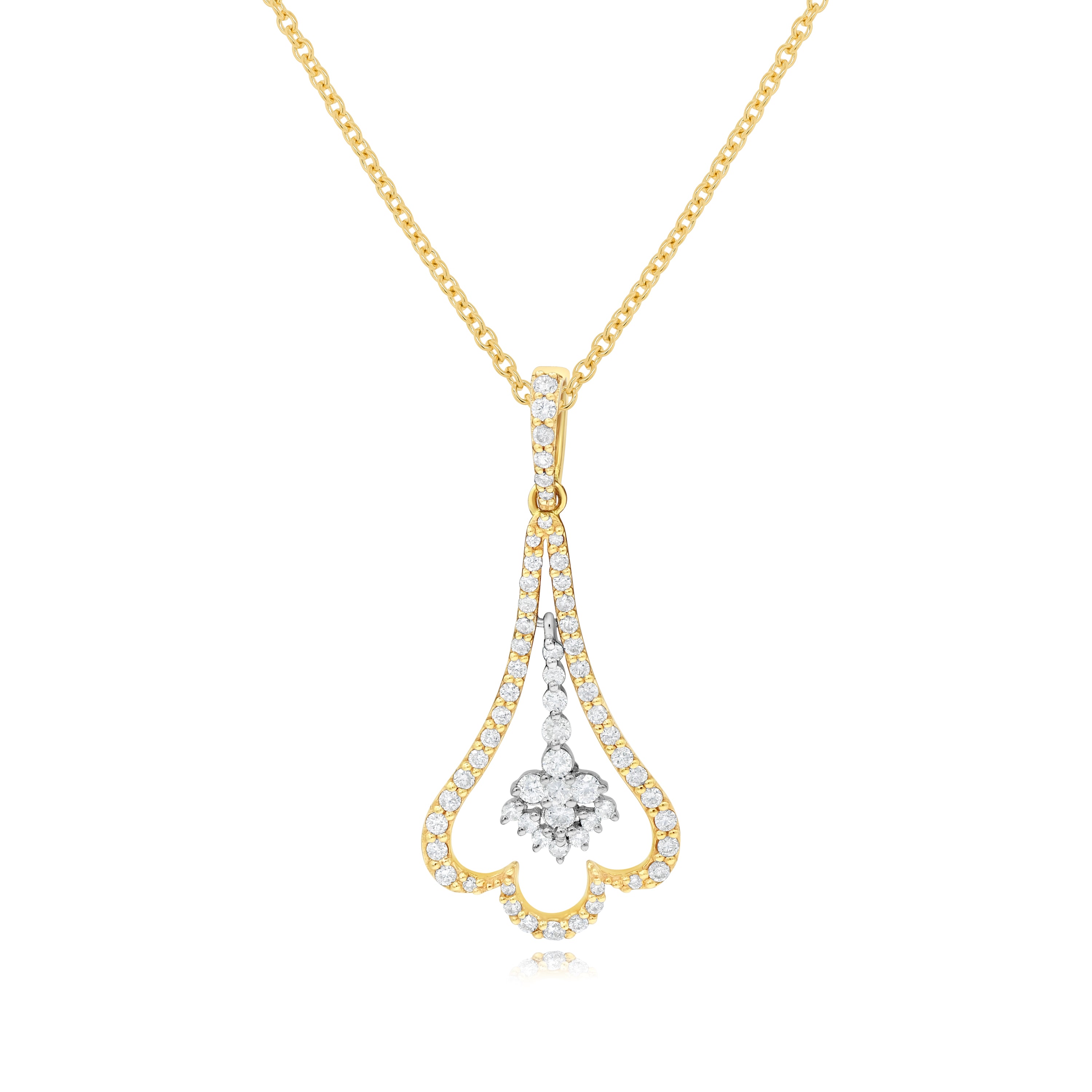 0.7 ct. Diamond 18K Two Tone Gold Dangle Pendant