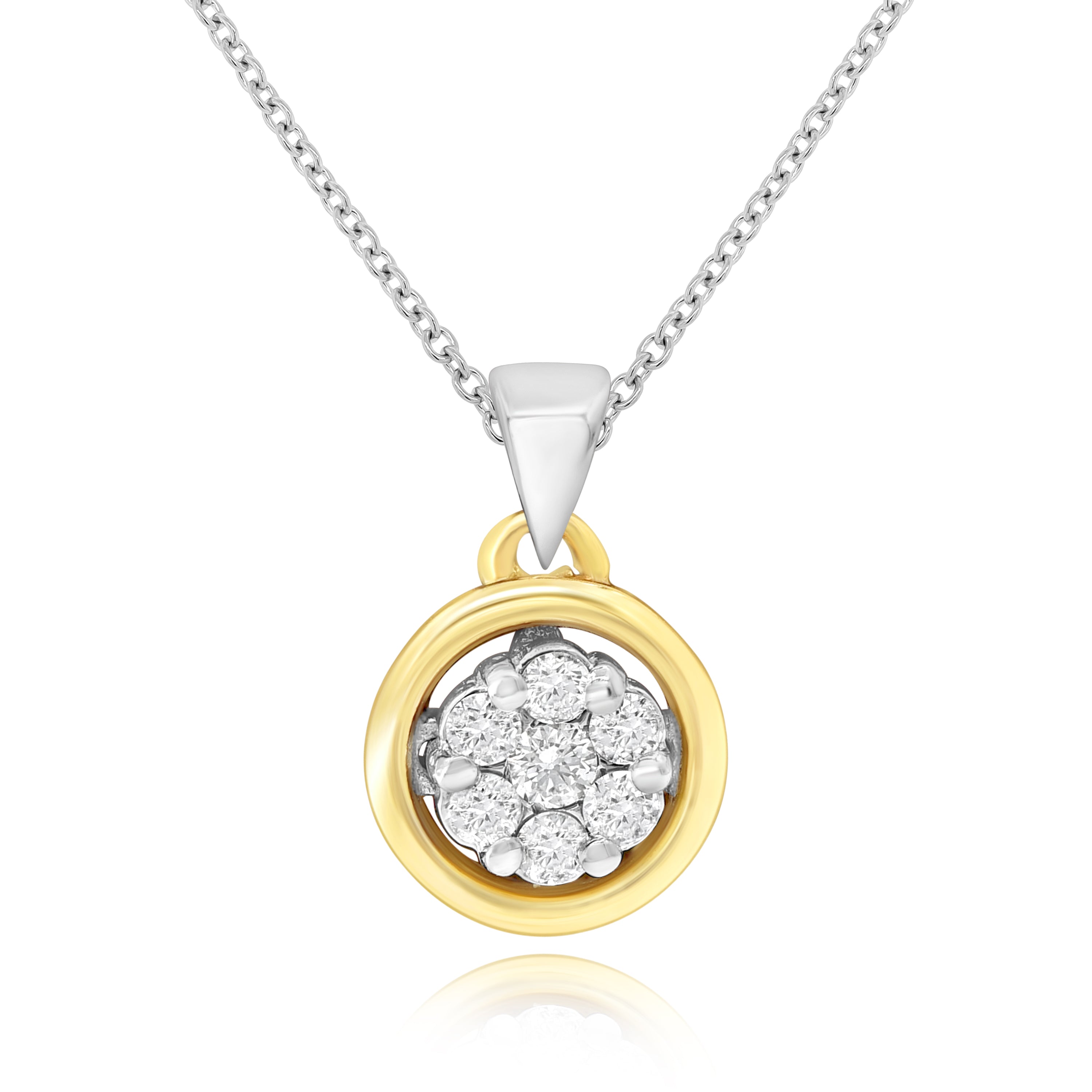 0.16 ct. Diamond 18K Two Tone Gold Solitaire Pendant