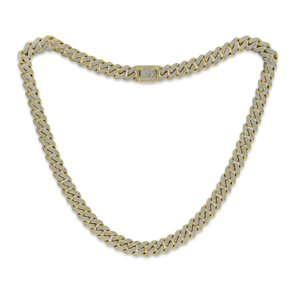 15.64 ct. Diamond 14K Yellow Gold Cuban Link Chain Necklace 22"