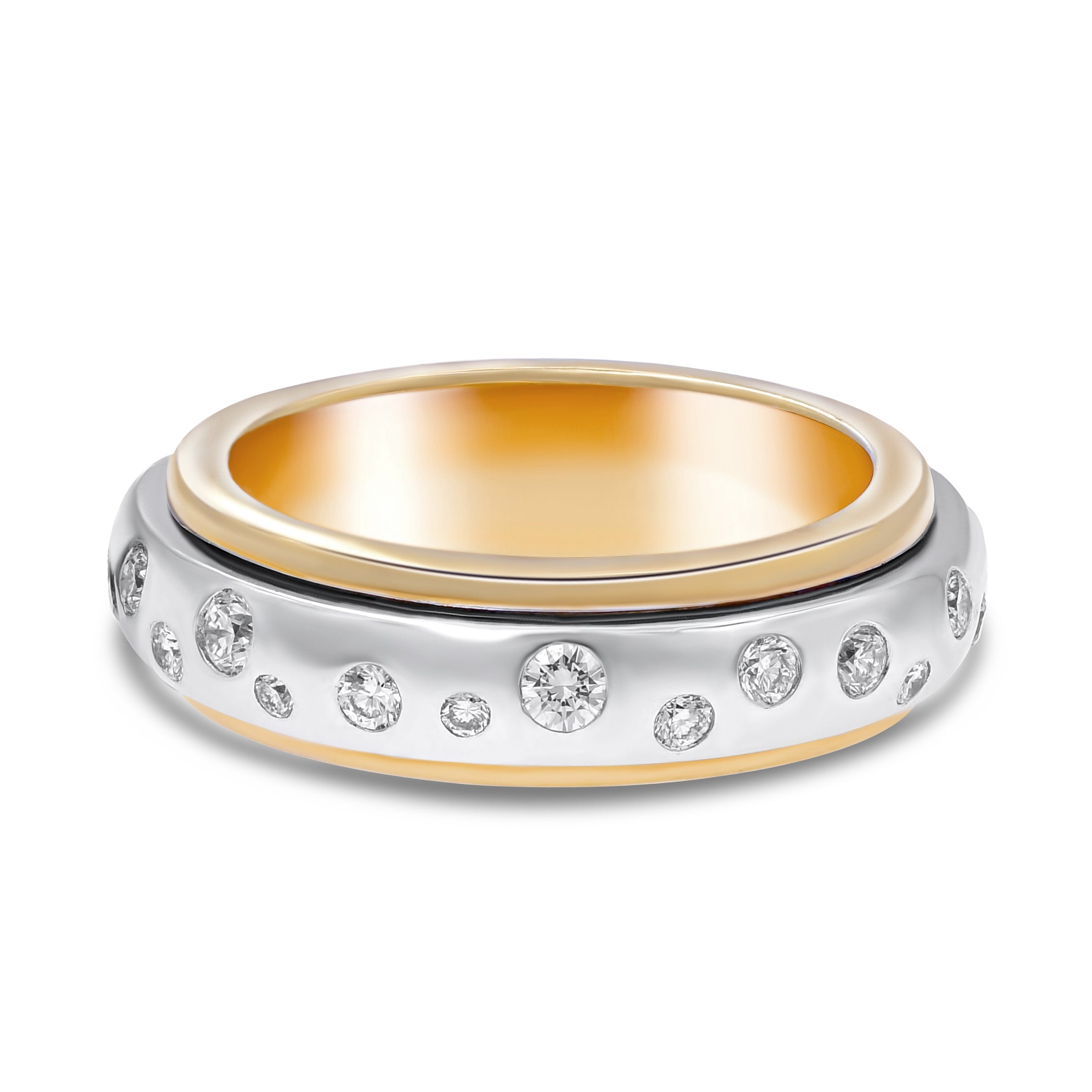 0.55 ct. Diamond 18K Two Tone Gold Spinning Ring